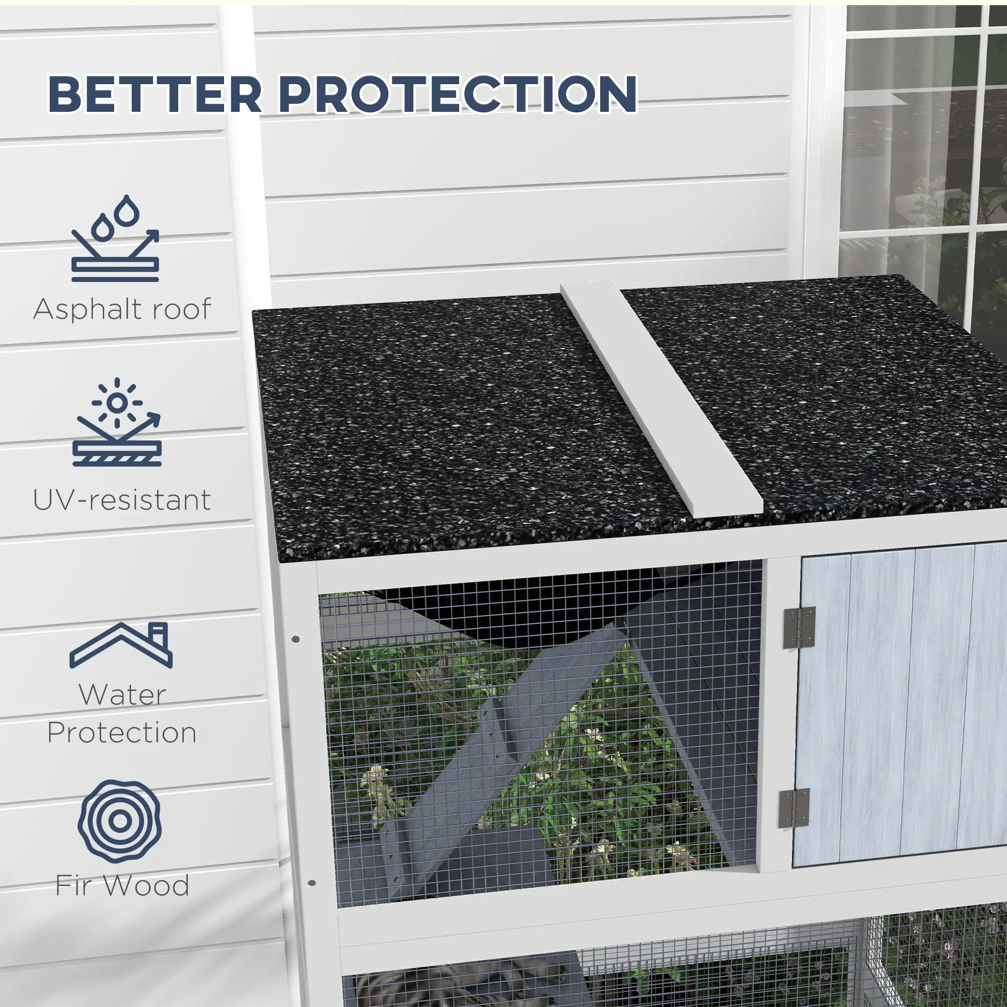 34" L Cat Enclosure on Wheels, Hammock, Platforms, Grey - Image 7