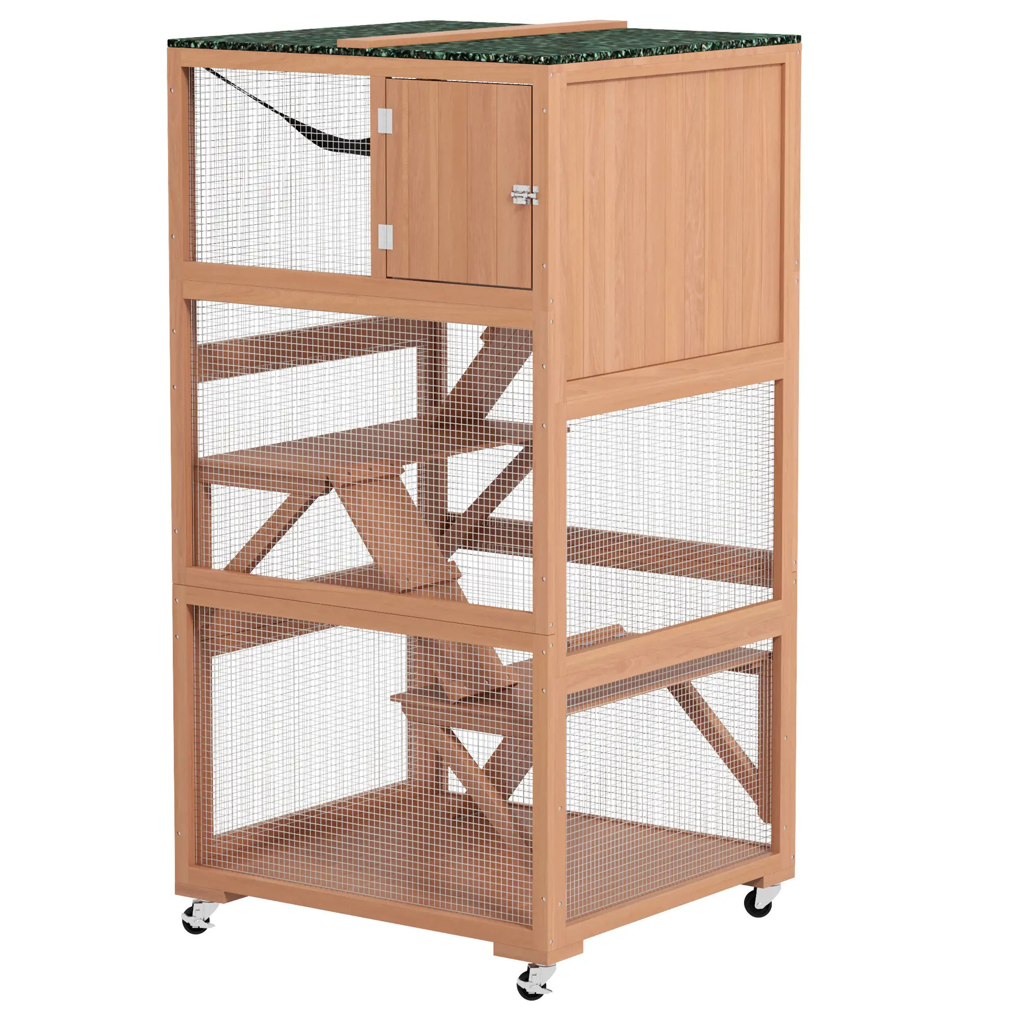 34" L Catio Outdoor Cat Enclosure, Wheels, Hammock, Platforms, Orange