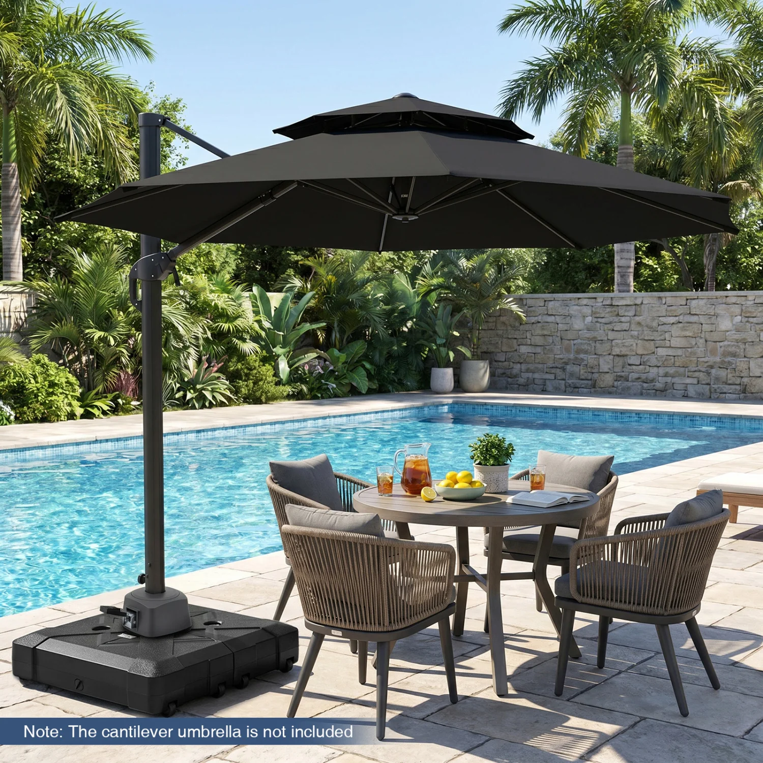 34" X 34" Cantilever Patio Umbrella Base With 4 Wheels - Image 3
