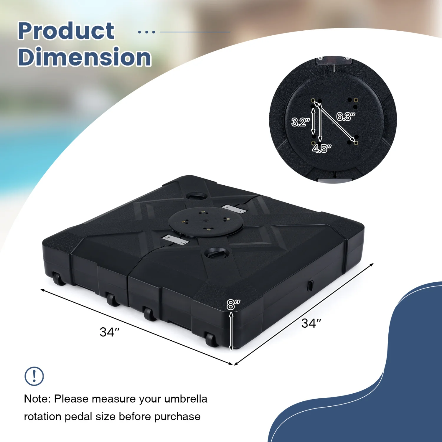 34" X 34" Cantilever Patio Umbrella Base With 4 Wheels - Image 5