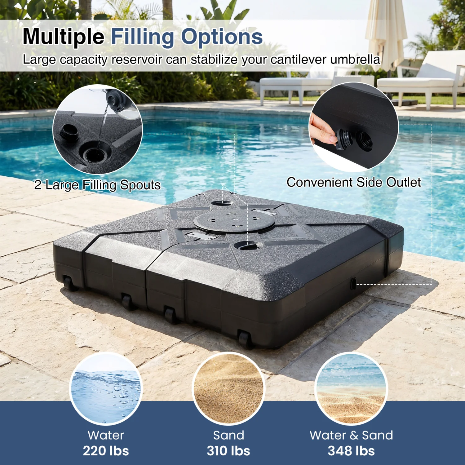 34" X 34" Cantilever Patio Umbrella Base With 4 Wheels - Image 8