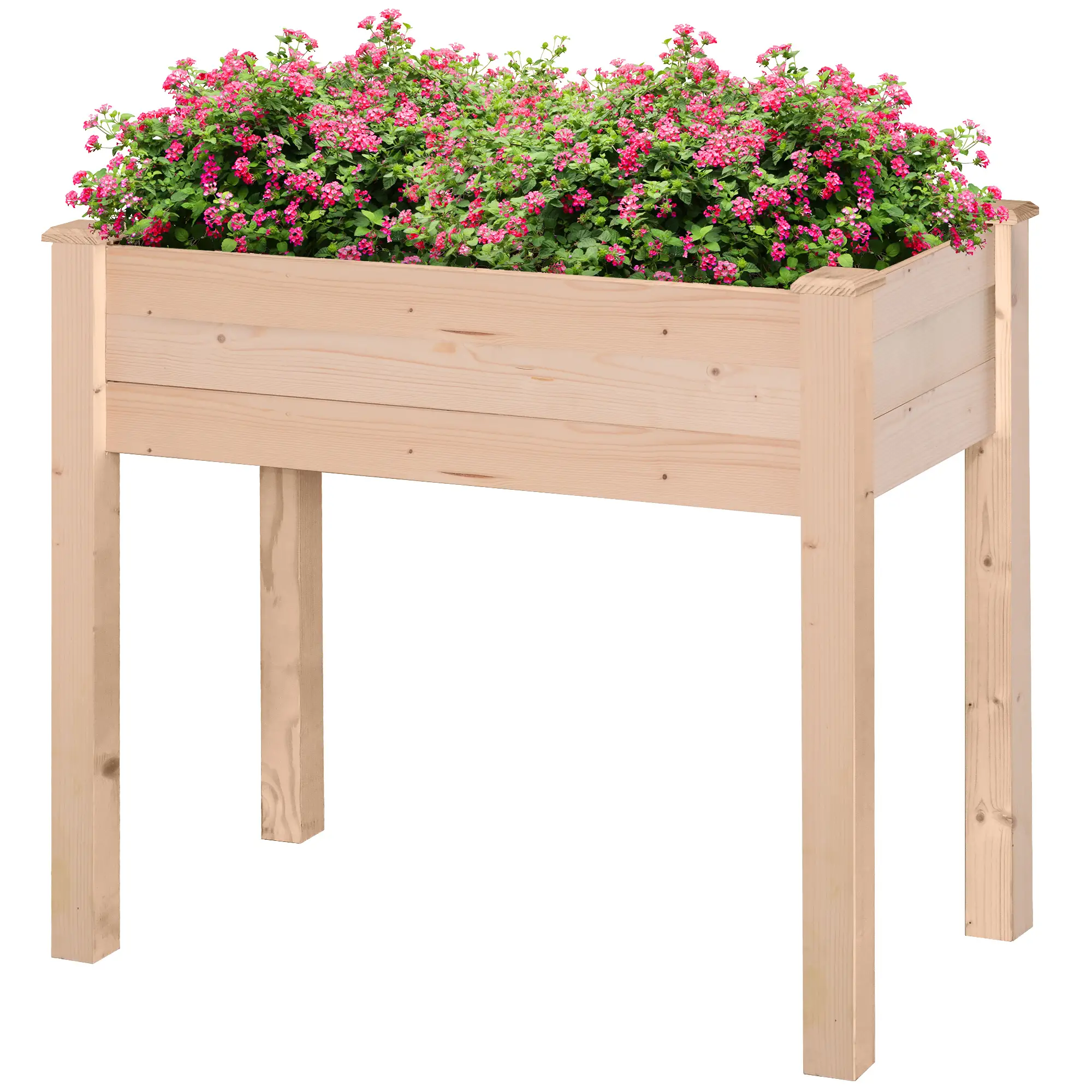 34"x18"x30" Wooden Raised Garden Bed, Elevated Planter Box with Legs, Natural