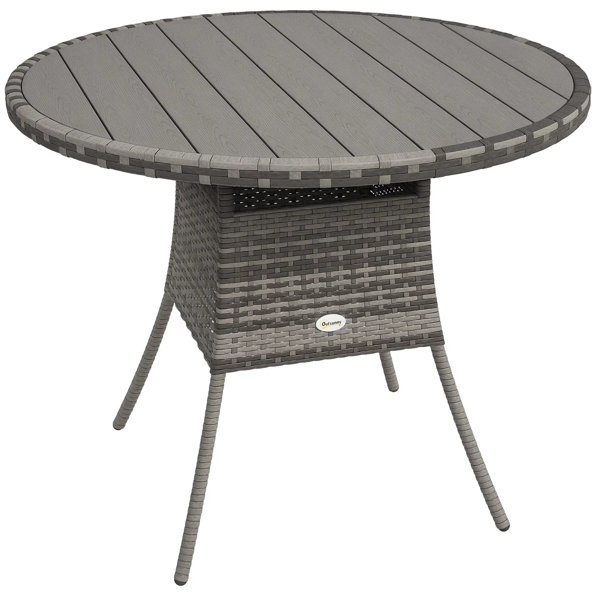35.4" Outdoor Wicker Dining Table, PE Rattan Patio Furniture, Grey - Image 11