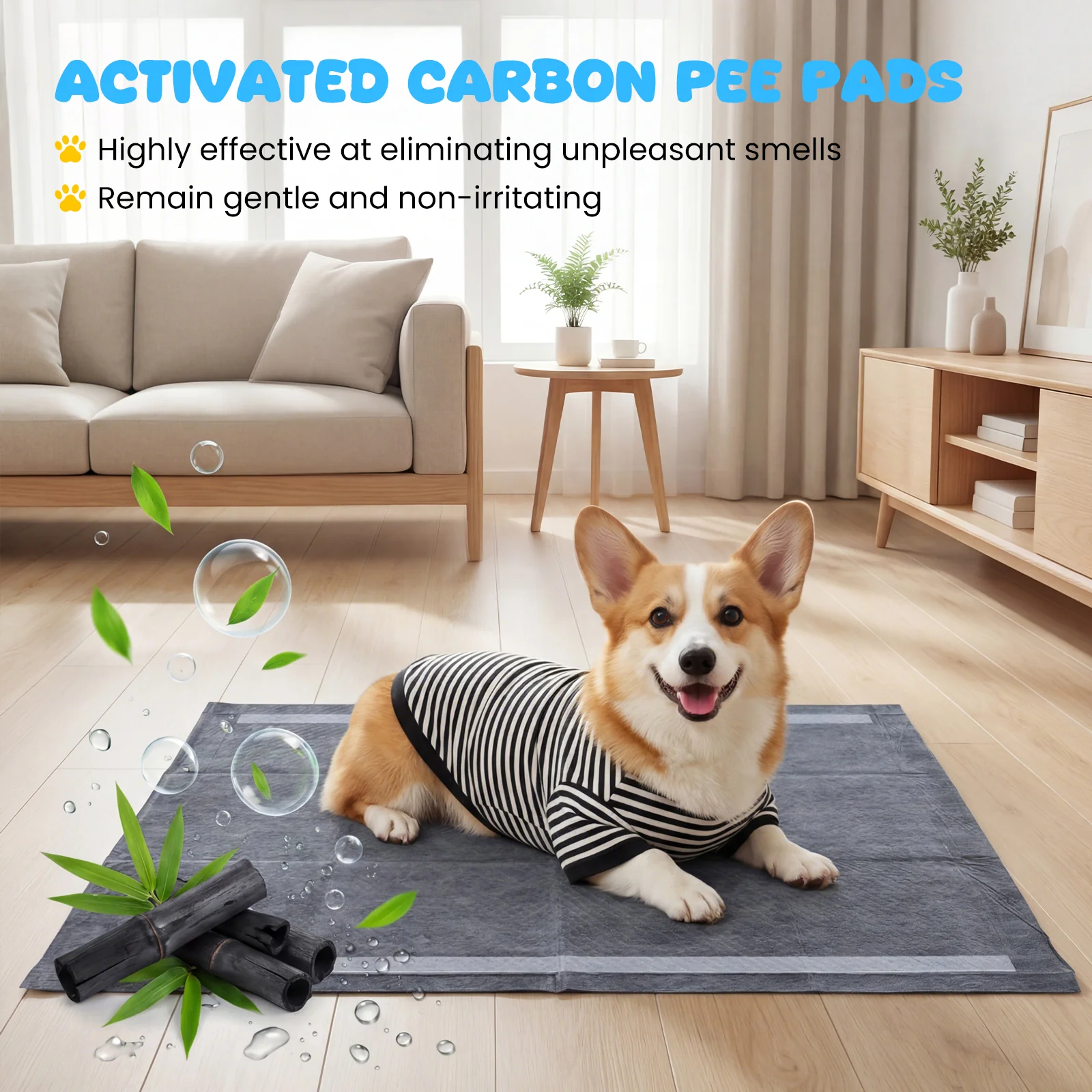 35.5" x 24" Dog Pee Pads, 6-Layer, Charcoal, Black - Image 7