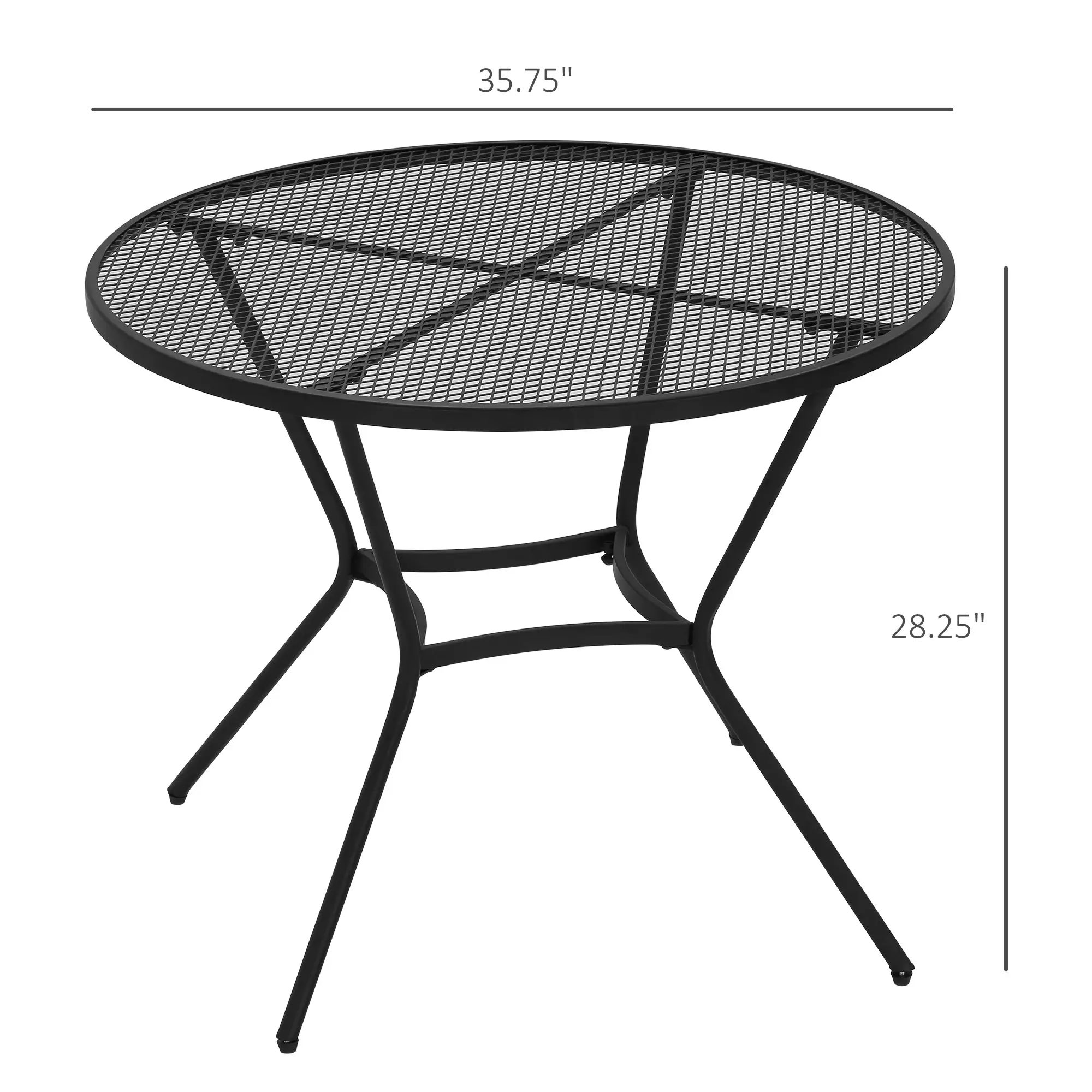 35" Round Patio Dining Table, Steel with Mesh Tabletop, Black - Image 3