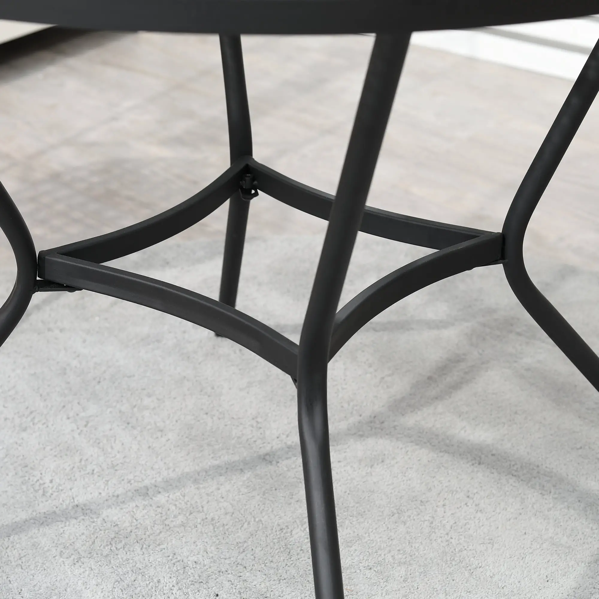 35" Round Patio Dining Table, Steel with Mesh Tabletop, Black - Image 9