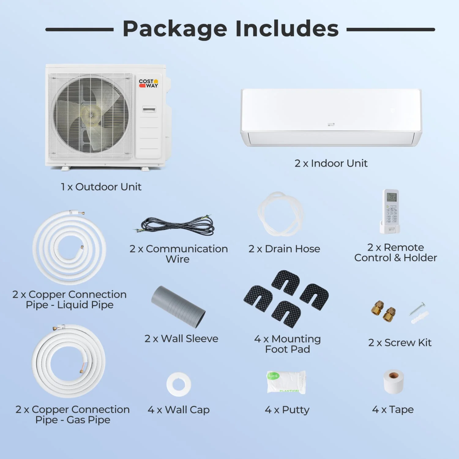 35000 BTU 2 Zone 22.5 SEER2 Mini Split AC Heat Pump, 12K + 12K, White - Image 4