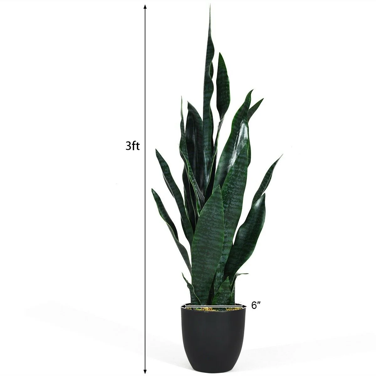 35.5 Inch Indoor-Outdoor Artificial Fake Snake Plant, Green - Image 5