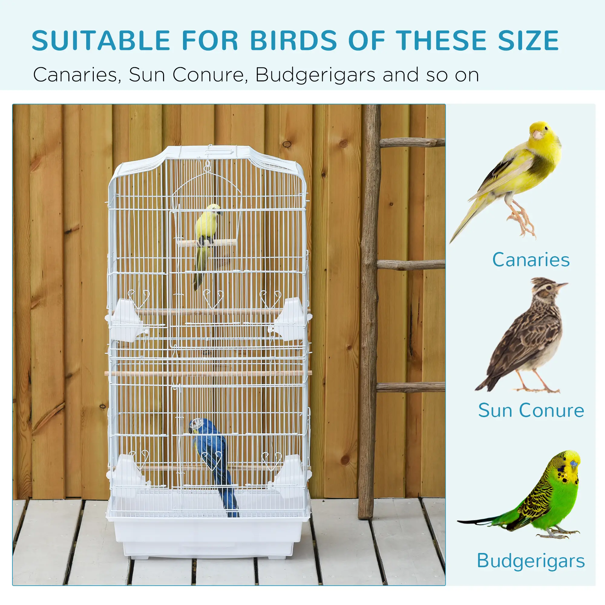 36" Bird Cage, Macaw Play House, Parrot Flight Cage, White - Image 7