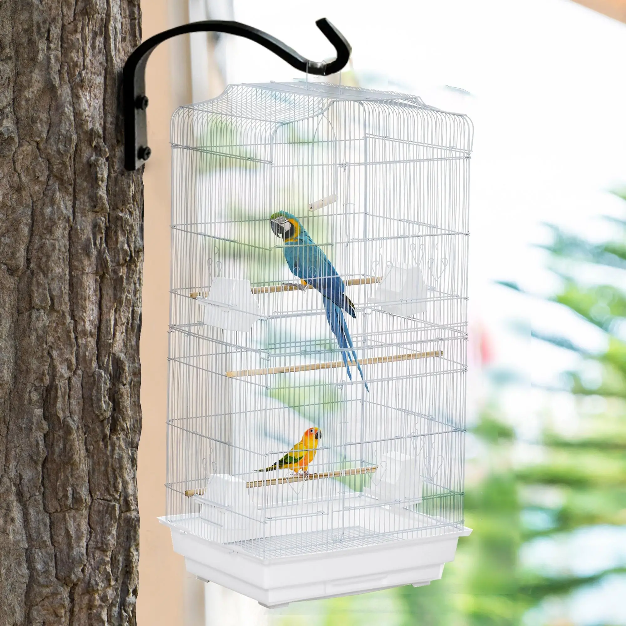 36" Bird Cage, Macaw Play House, Parrot Flight Cage, White - Image 8
