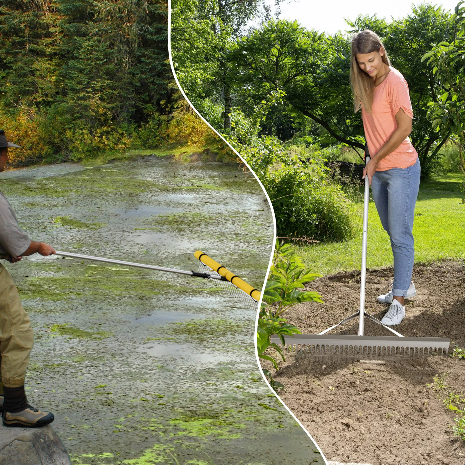 36” Floating Weed Lake Rake, Aquatic Pond Cutter With Foam Floats - Image 3