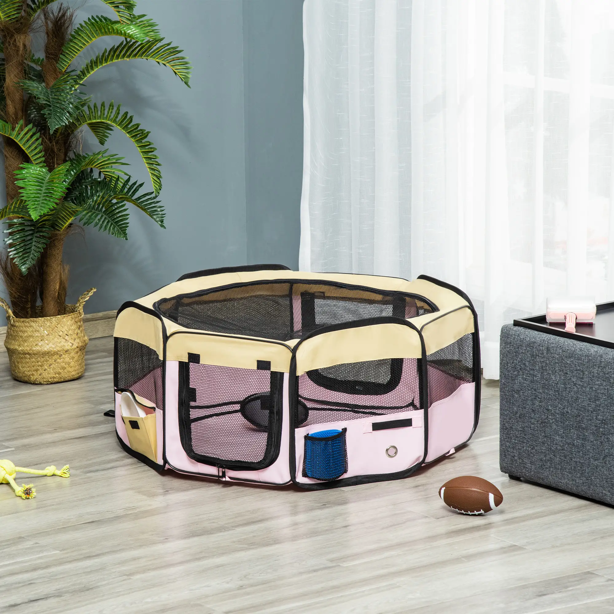 36-Inch Large Pet Playpen, Portable Dog Cat Cage, Carry Bag, Pink - Image 2