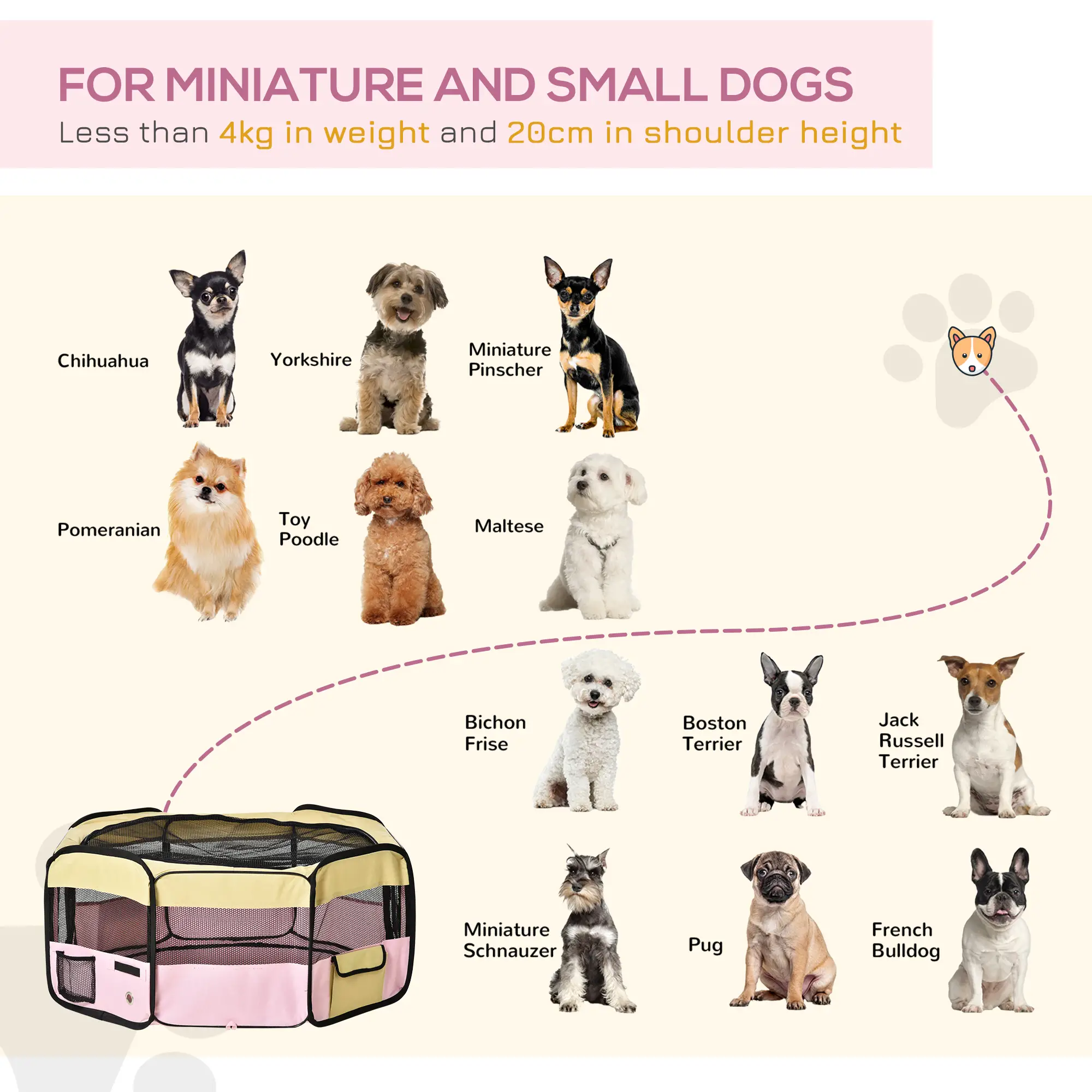36-Inch Large Pet Playpen, Portable Dog Cat Cage, Carry Bag, Pink - Image 8