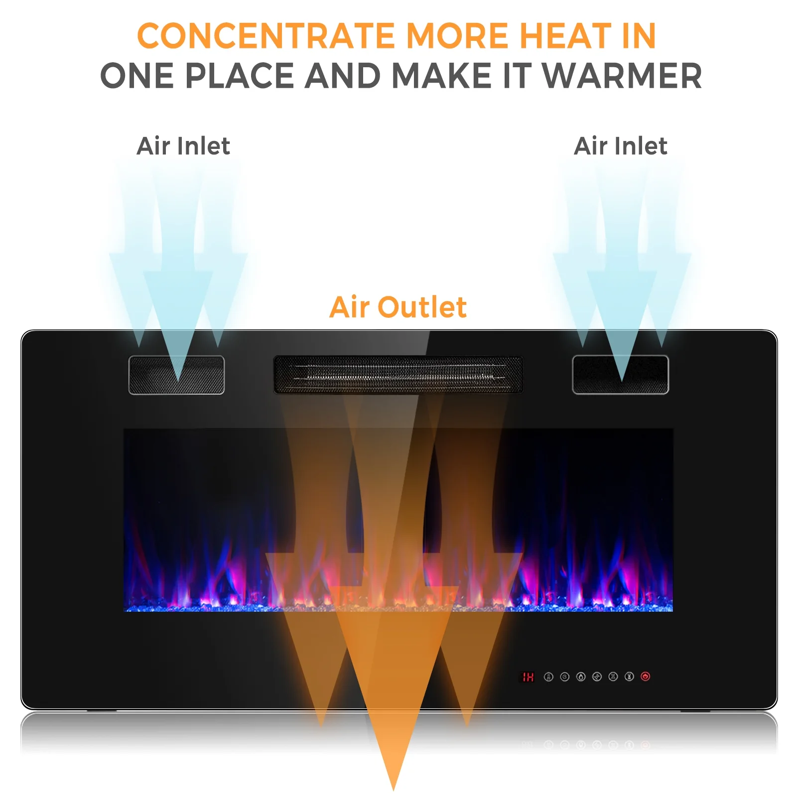 36 Inch Ultra Thin Wall Mounted Electric Fireplace, Black - Image 6