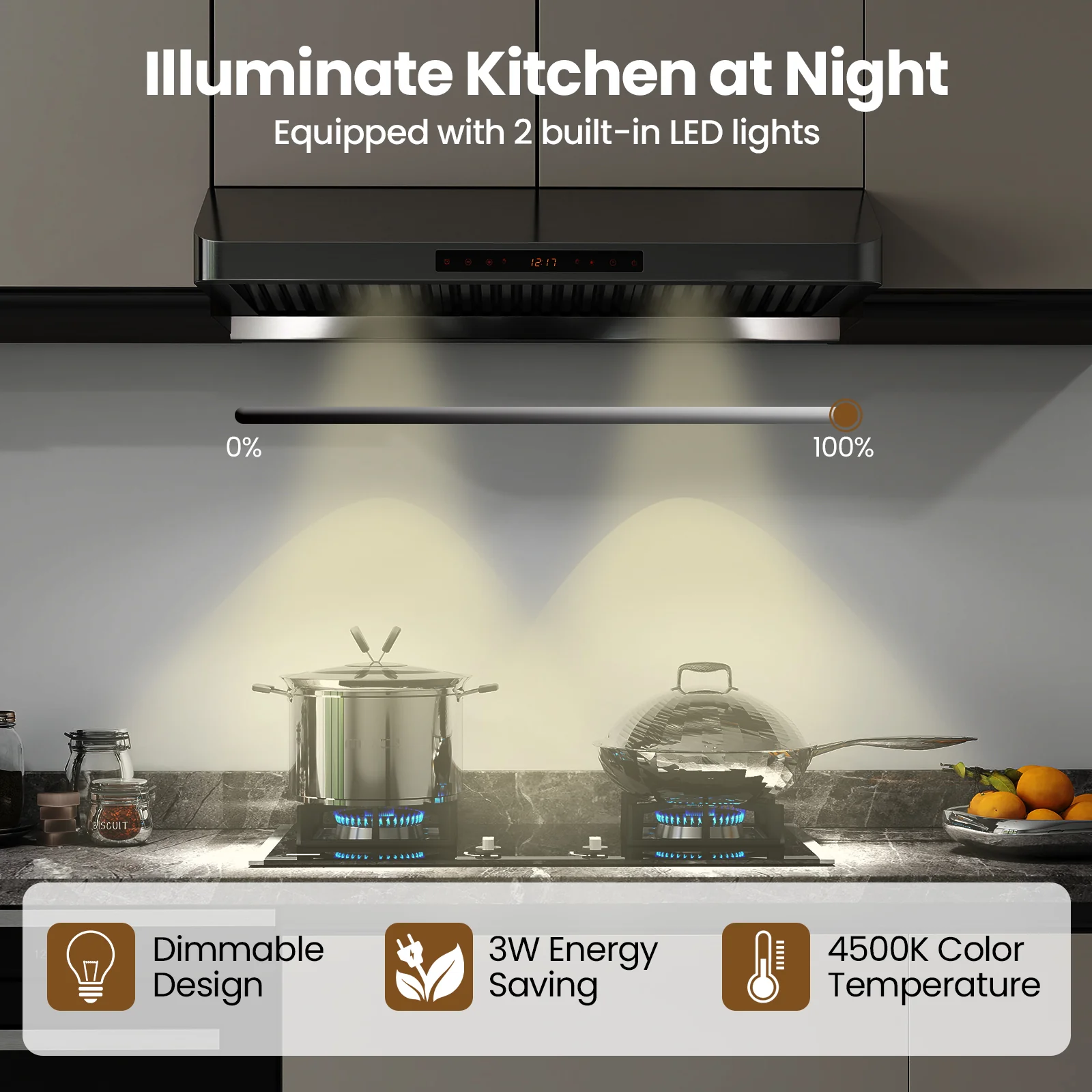 36 Inch Under Cabinet Range Hood 900 CFM Kitchen Stove Vent with Oil Collector, Silver - Image 10