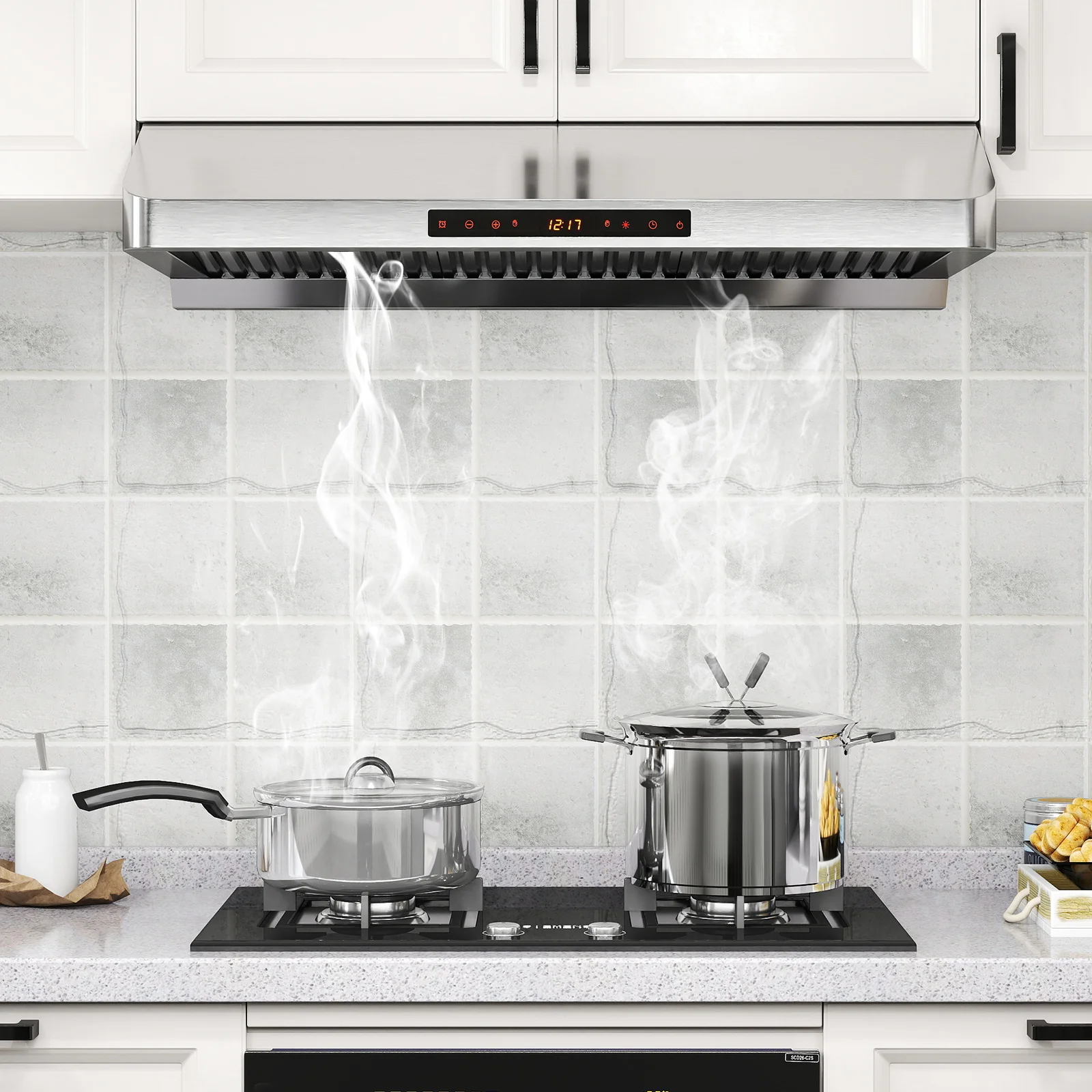 36 Inch Under Cabinet Range Hood 900 CFM Kitchen Stove Vent with Oil Collector, Silver - Image 2