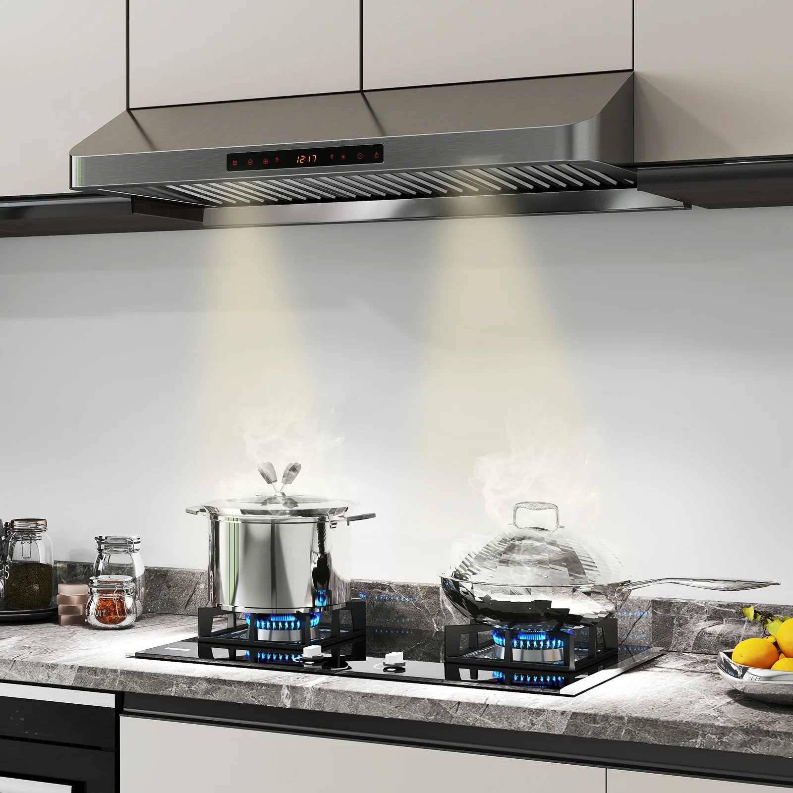 36 Inch Under Cabinet Range Hood 900 CFM Kitchen Stove Vent with Oil Collector, Silver - Image 3