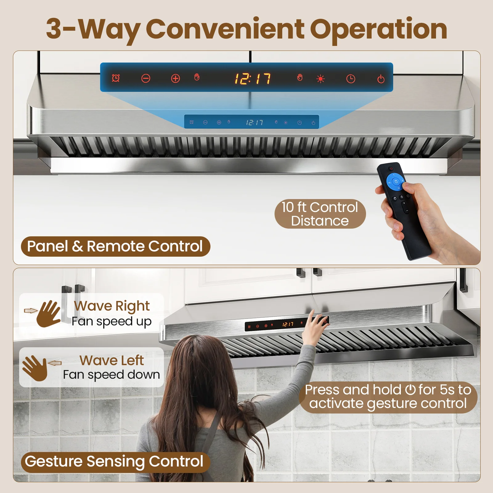 36 Inch Under Cabinet Range Hood 900 CFM Kitchen Stove Vent with Oil Collector, Silver - Image 8