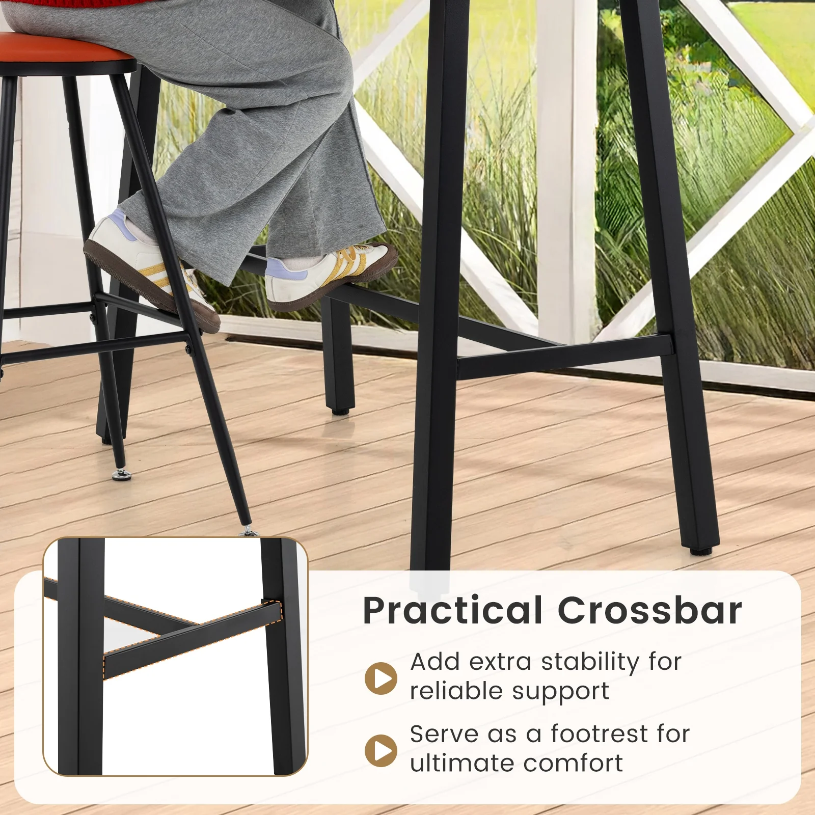 36 Inches Counter Height Bar Table, Adjustable Foot Pads, Black - Image 7