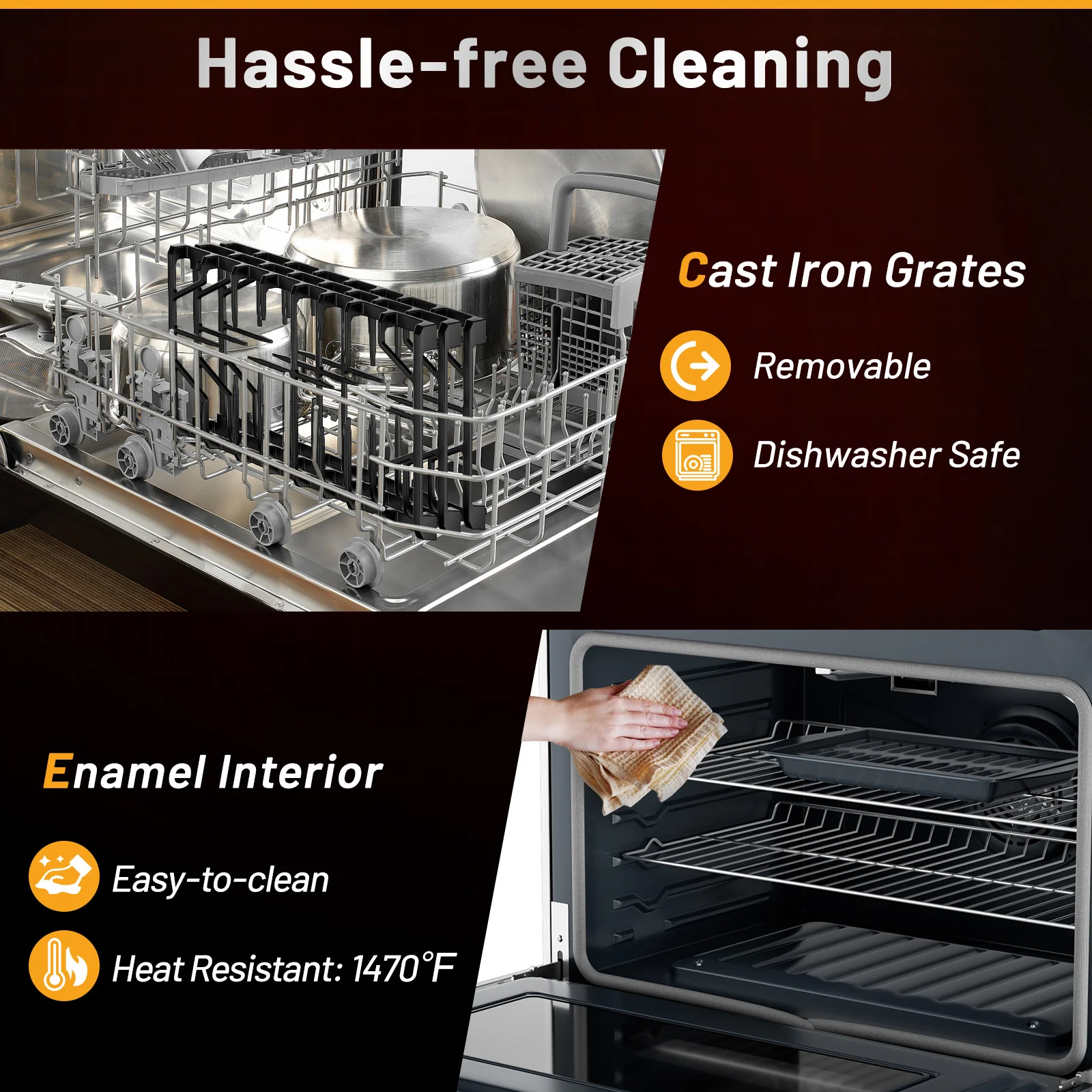 36 Inches Freestanding Natural Gas Range, 6 Burners Cooktop - Image 8