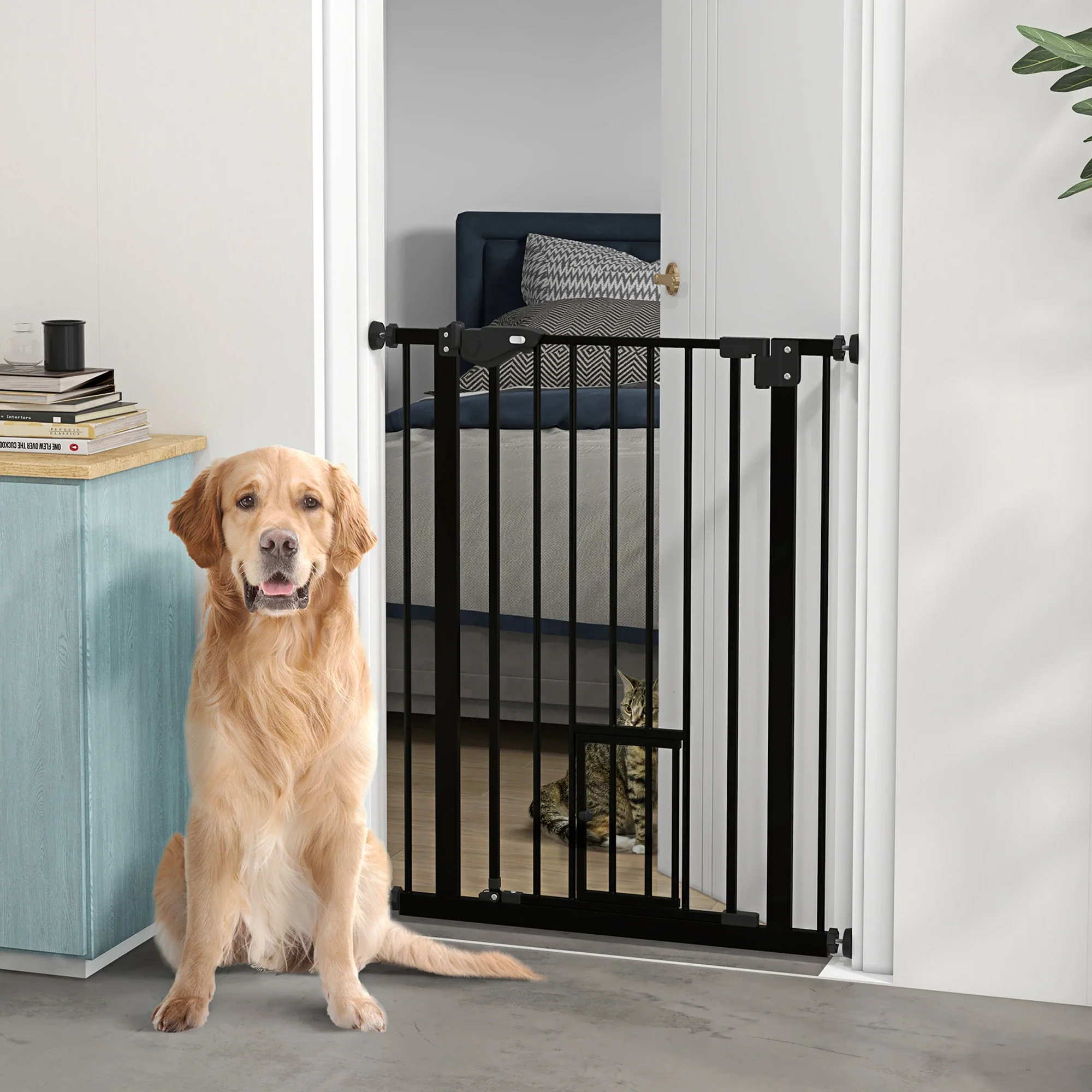 36" Indoor Dog Gate for Doorways, House, Stairs, Black - Image 2
