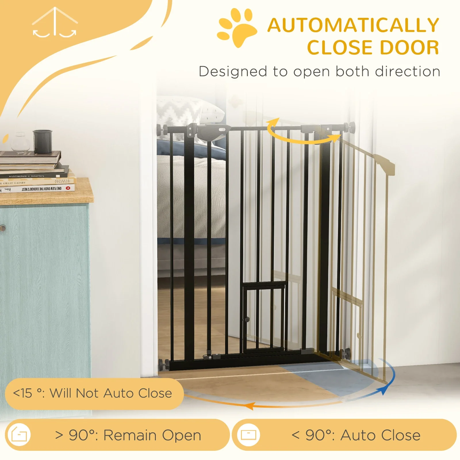 36" Indoor Dog Gate for Doorways, House, Stairs, Black - Image 5
