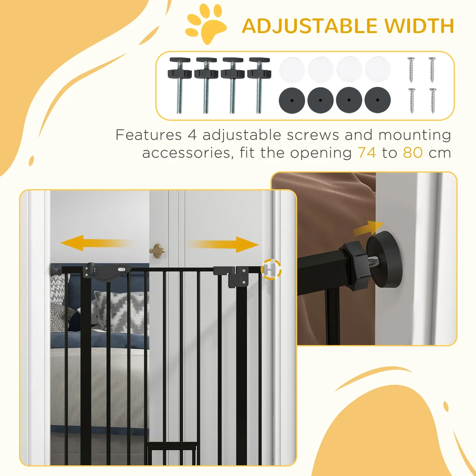 36" Indoor Dog Gate for Doorways, House, Stairs, Black - Image 6