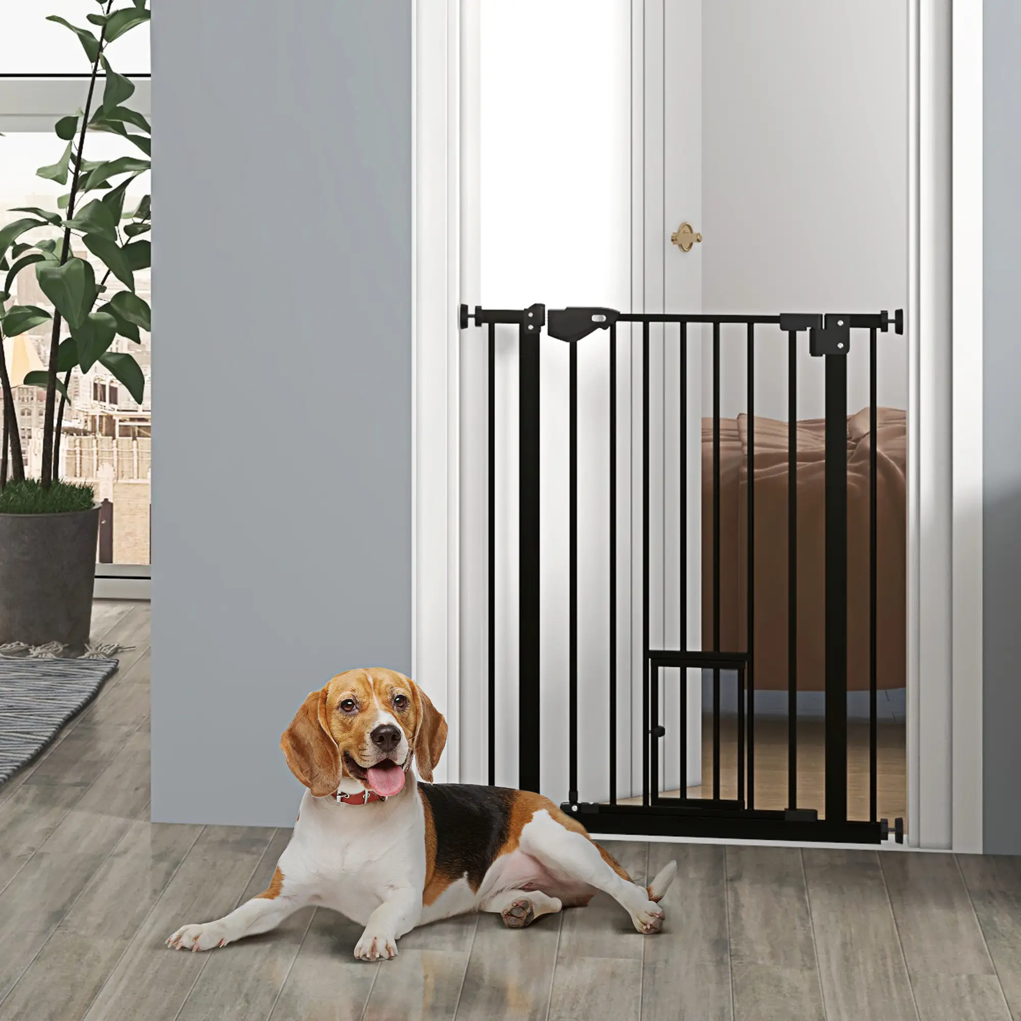 36" Indoor Dog Gate for Doorways, House, Stairs, Black - Image 8