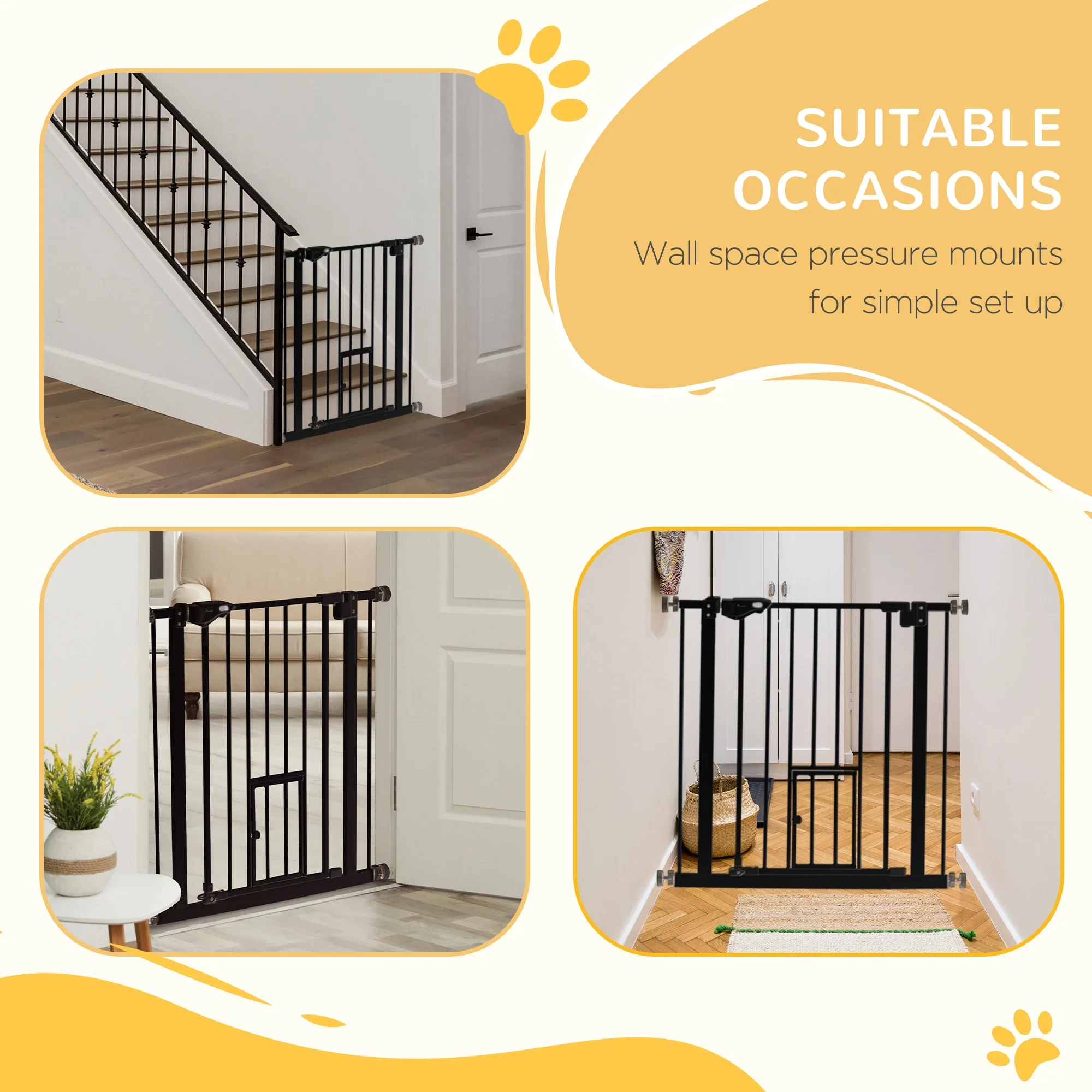 36" Indoor Dog Gate for Doorways, House, Stairs, Black - Image 9