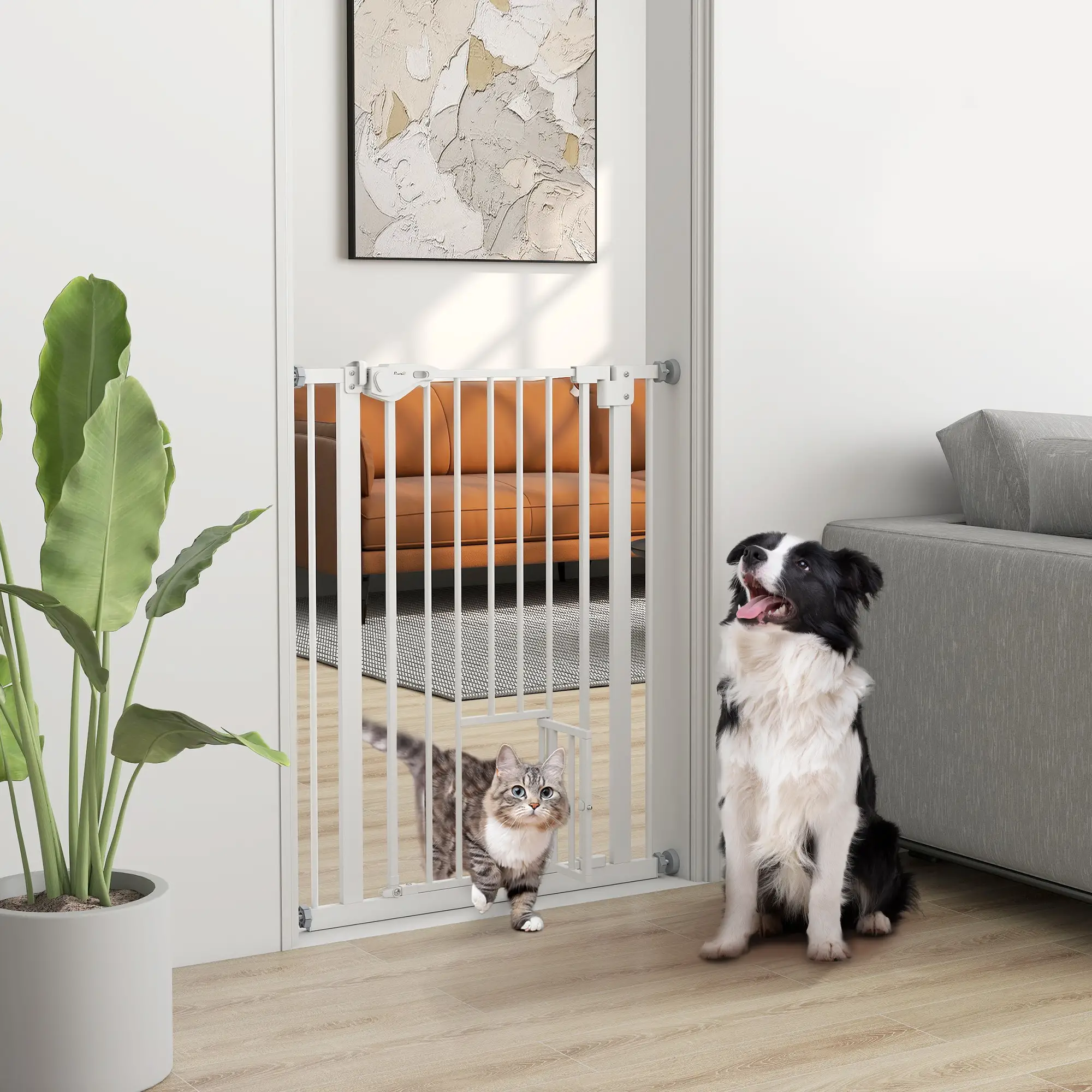 36" Indoor Dog Gate for Doorways, House, Stairs, White - Image 2