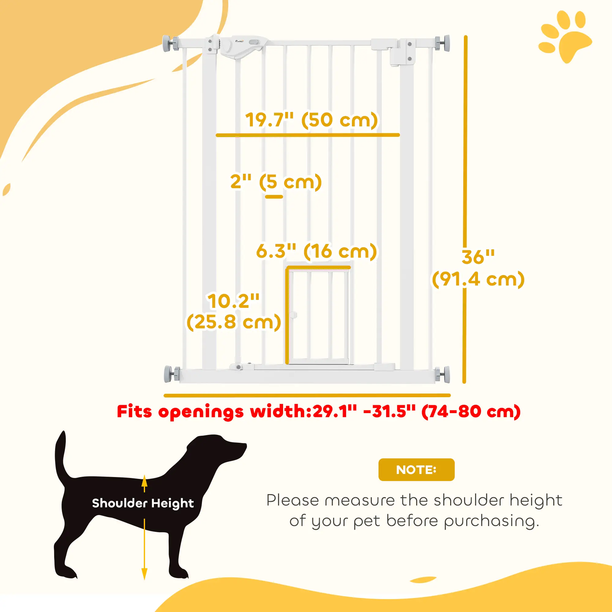 36" Indoor Dog Gate for Doorways, House, Stairs, White - Image 3