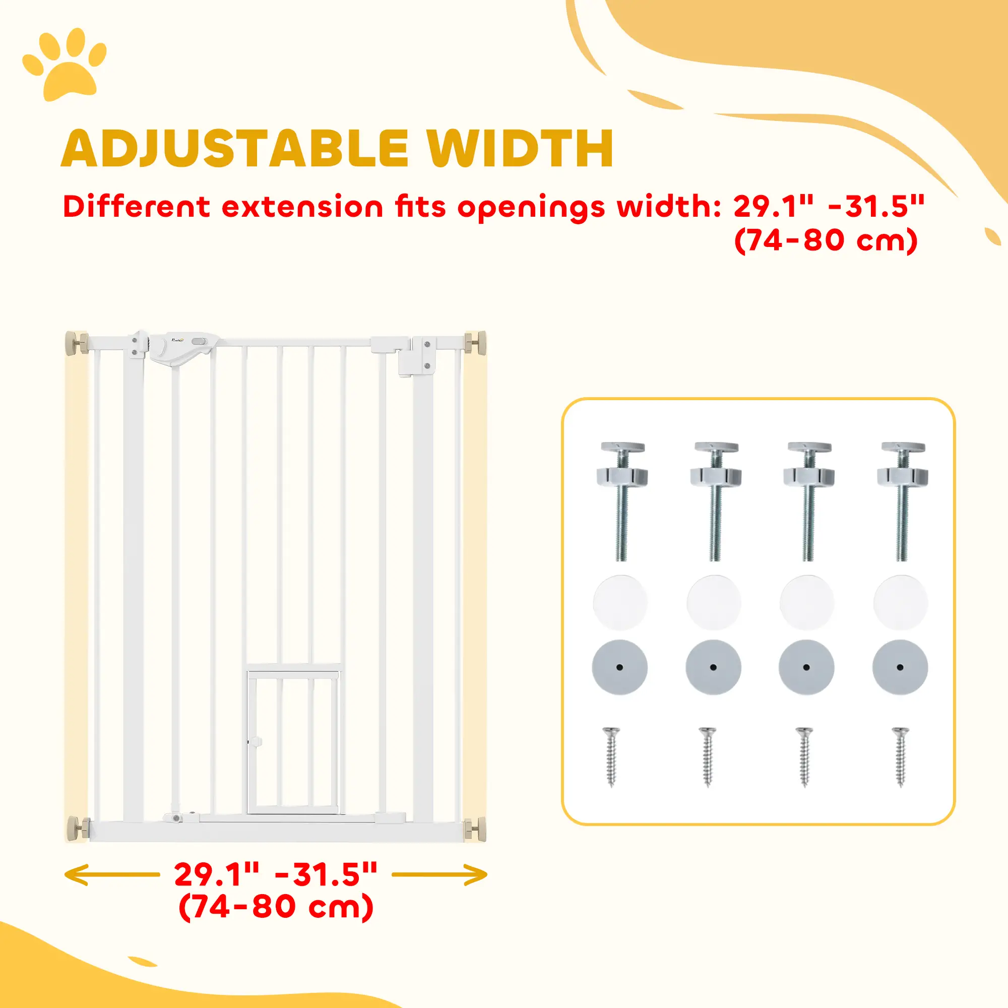36" Indoor Dog Gate for Doorways, House, Stairs, White - Image 4