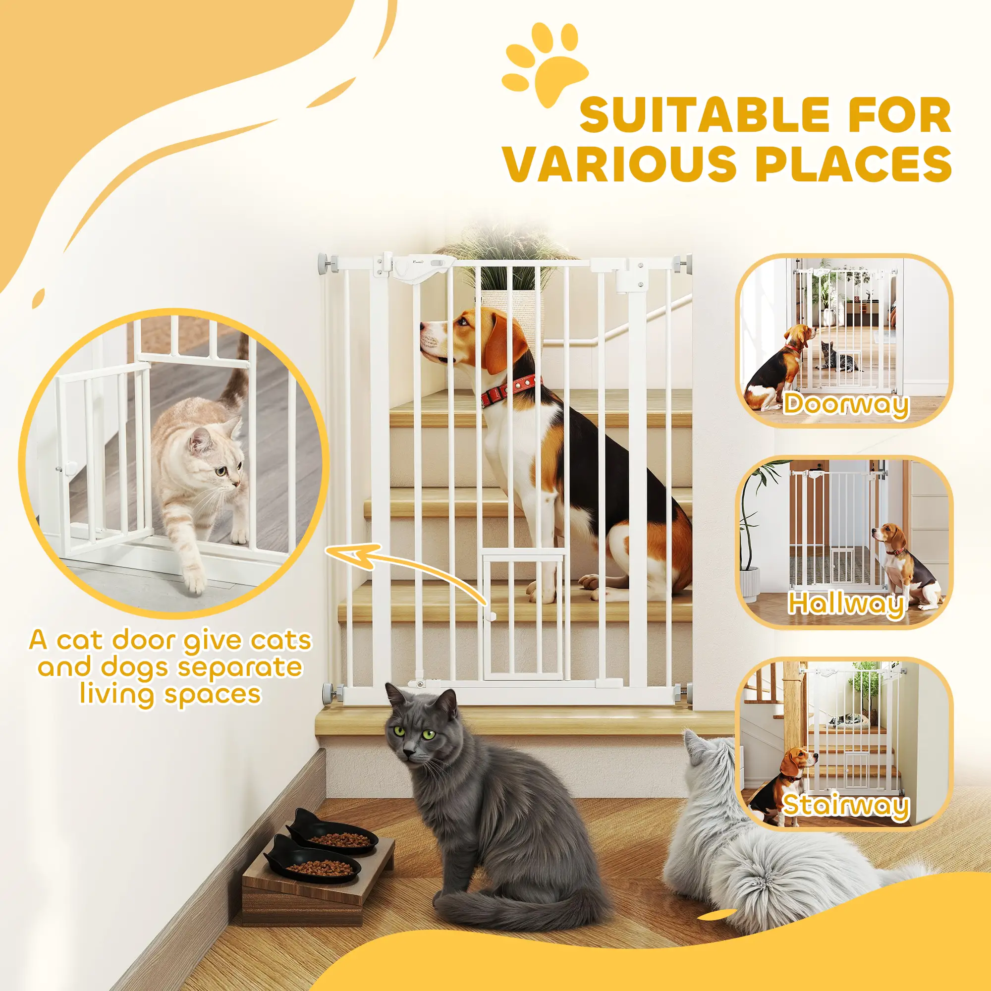 36" Indoor Dog Gate for Doorways, House, Stairs, White - Image 7