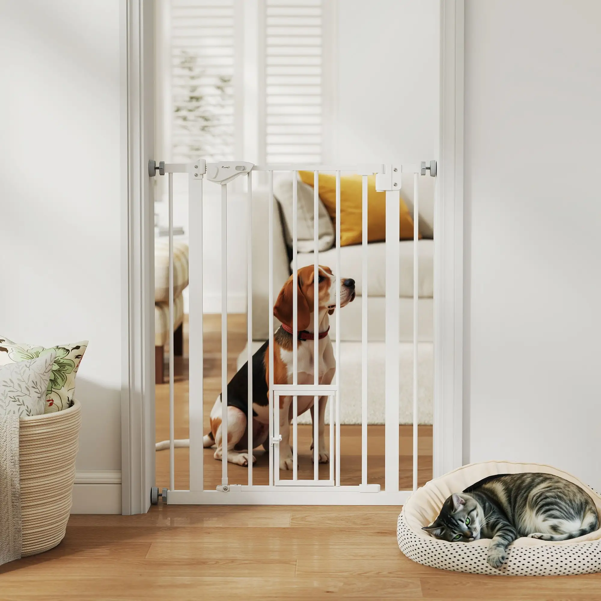 36" Indoor Dog Gate for Doorways, House, Stairs, White - Image 8