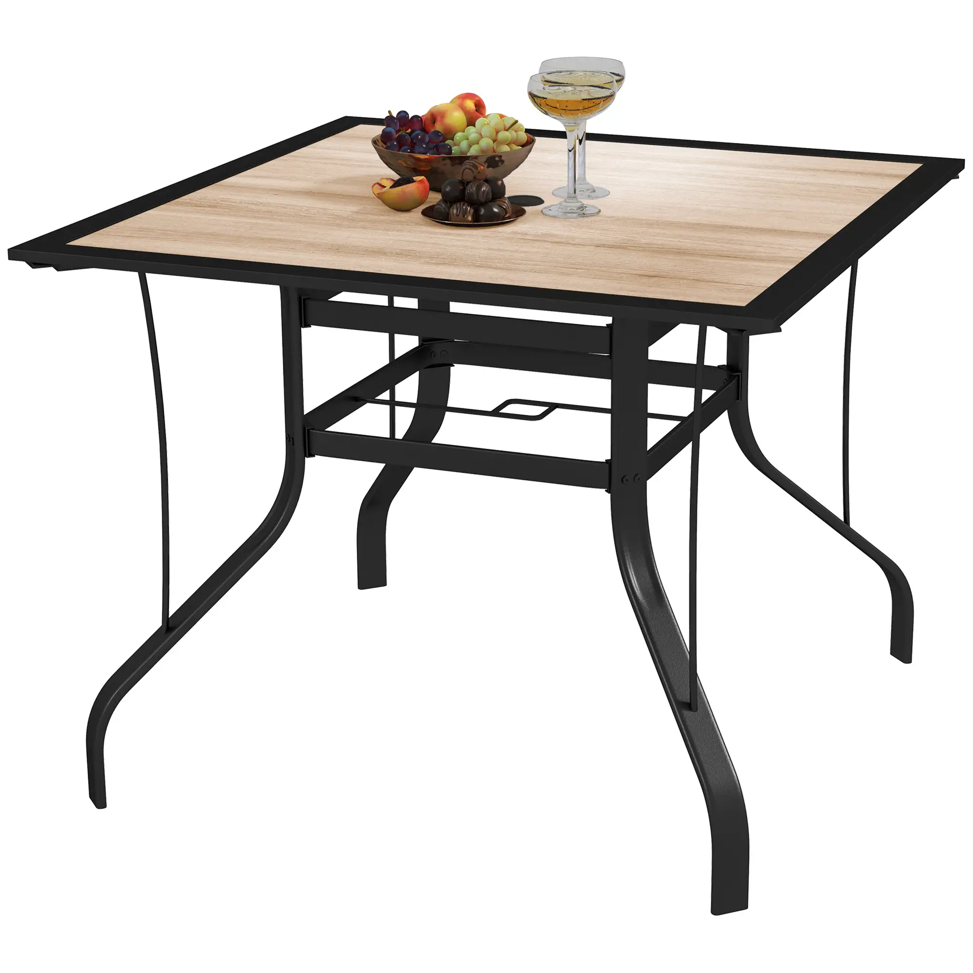 36" x 36" x 28" Square Patio Dining Table, Umbrella Hole, Rustproof Steel Frame