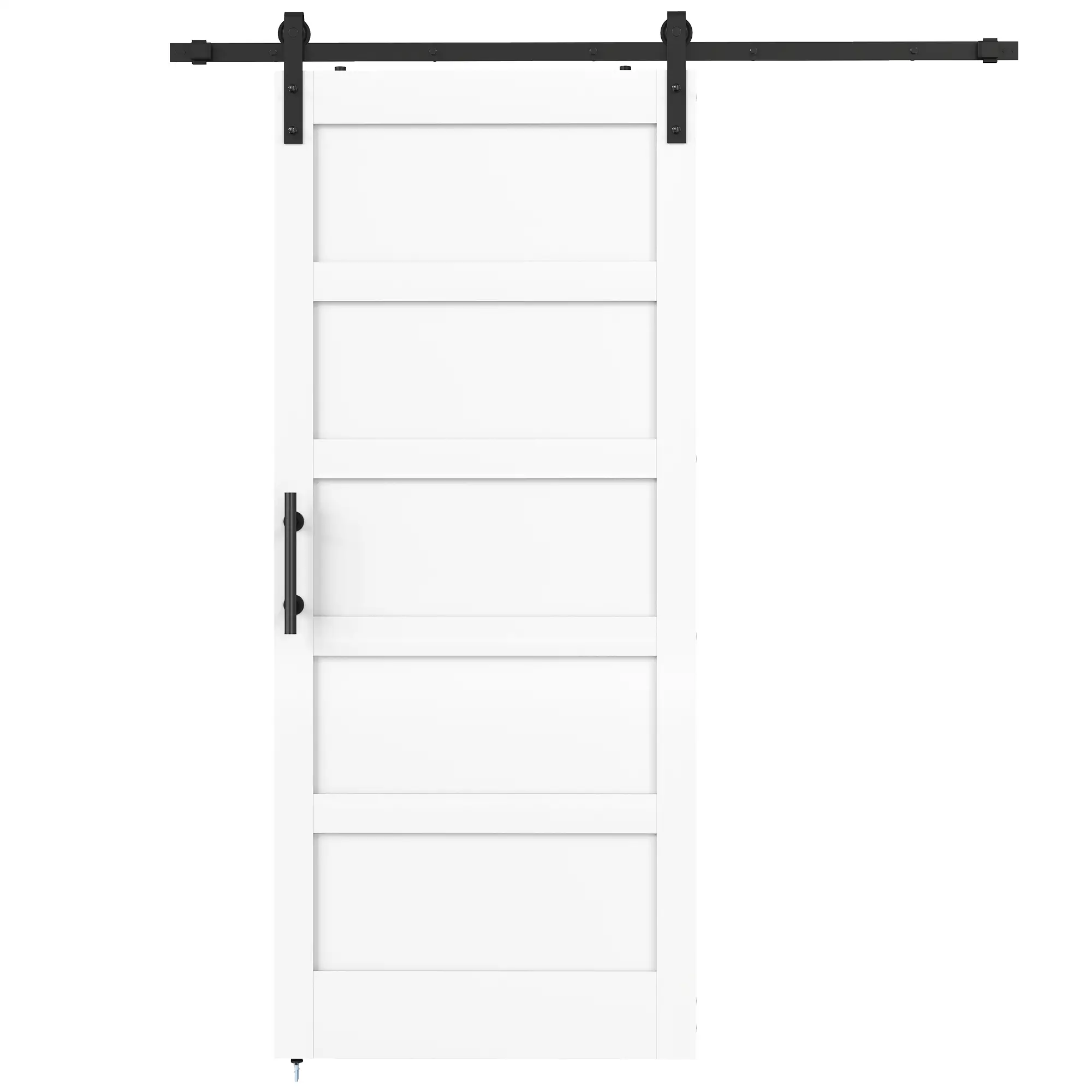 36"x84" Sliding Barn Door With Hardware Kit, White Wood Grain, White