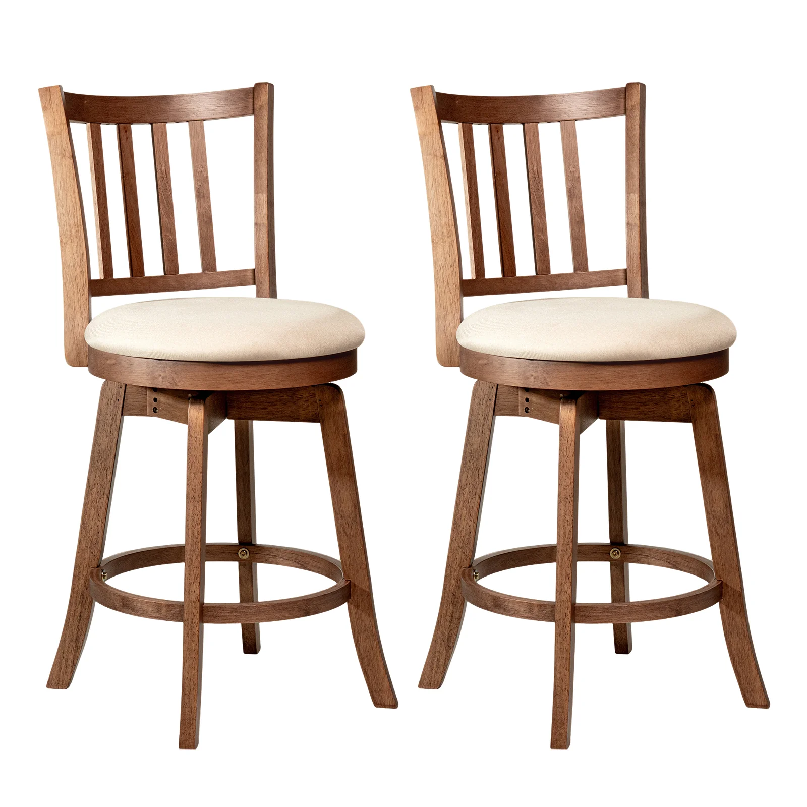 360° Rotating Counter Height Chairs Set of 2 with Upholstered Seat and Backrest-24