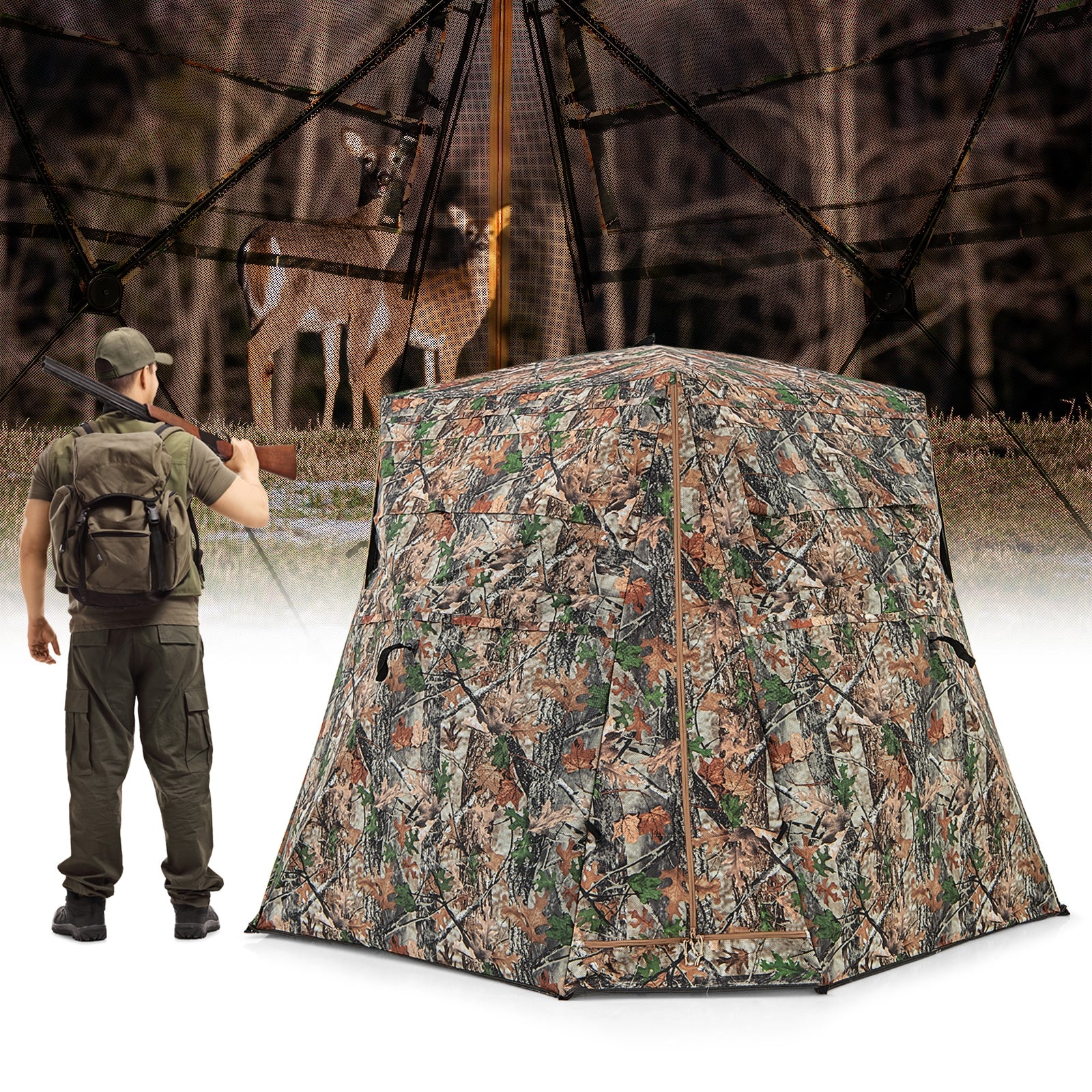 360° See Through Ground Hunting Blind, Camouflage - Image 2