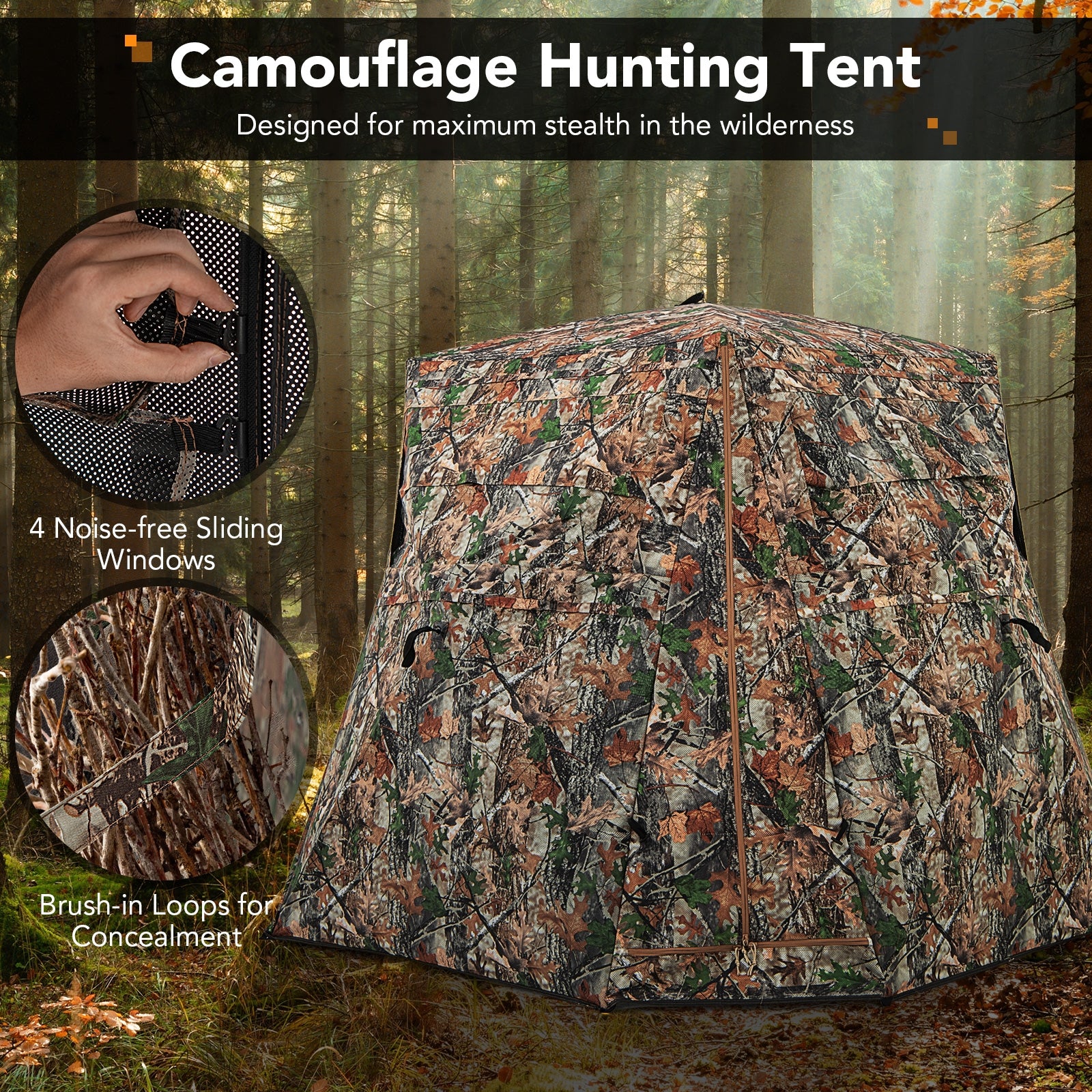 360° See Through Ground Hunting Blind, Camouflage - Image 8