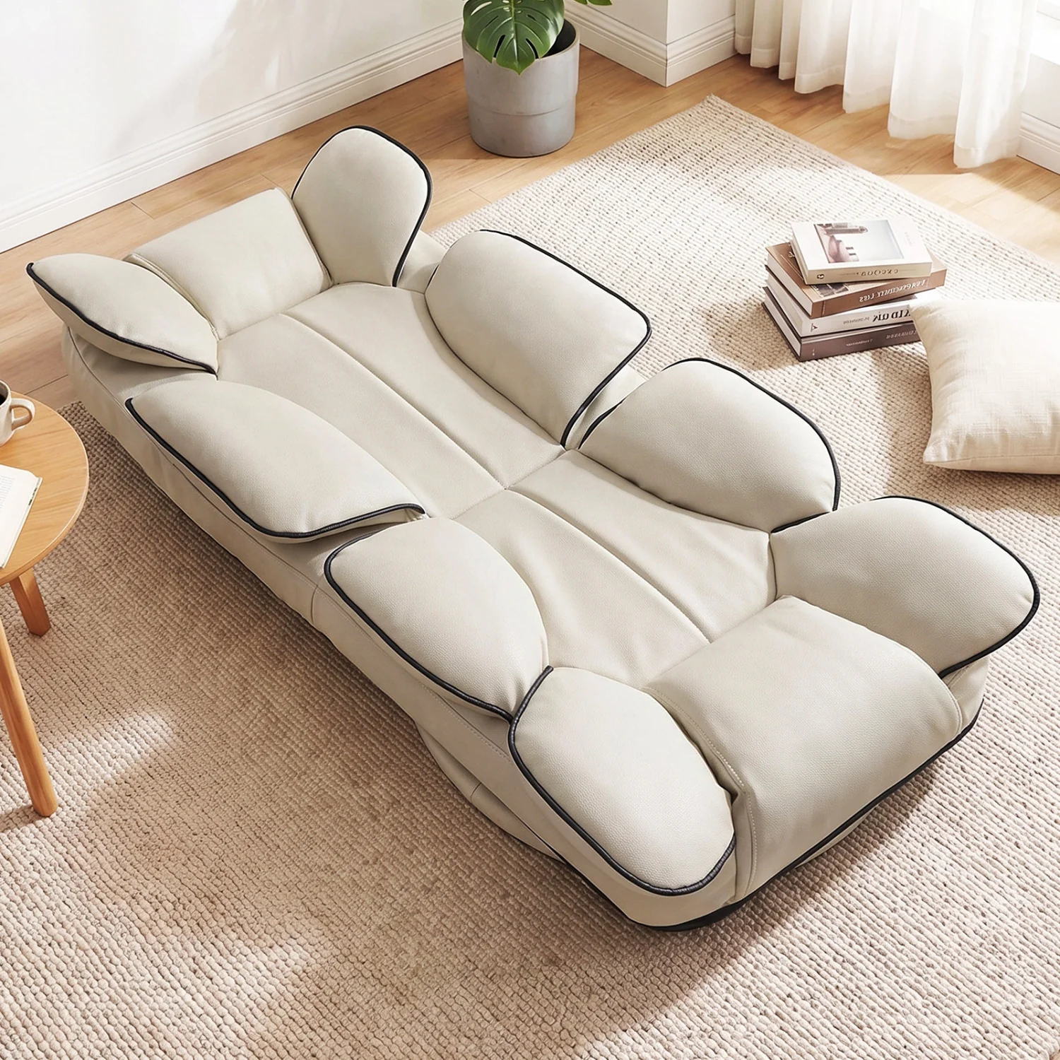 360 Swivel Floor Gaming Chair, 6-Position Backrest, Beige - Image 6