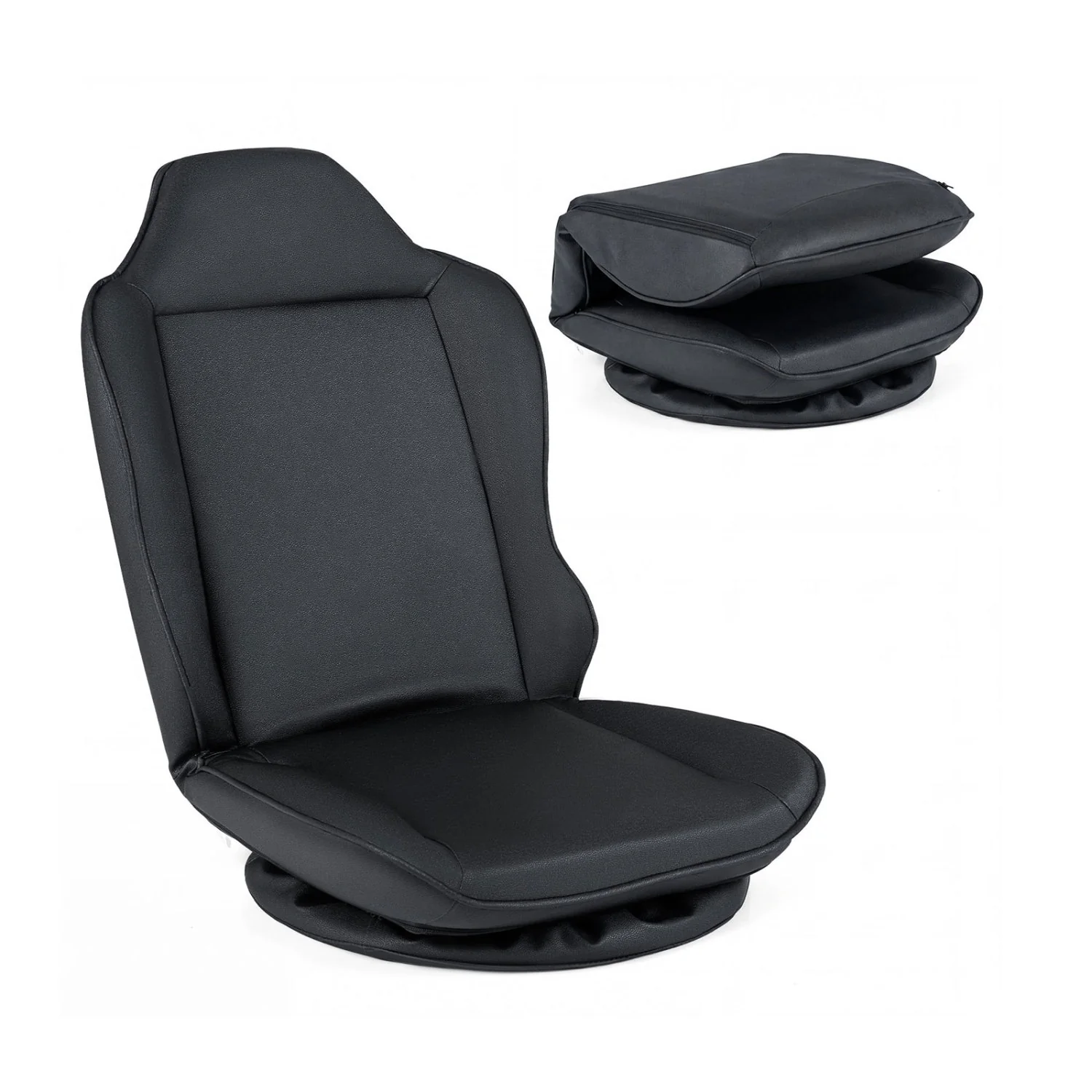 360° Swivel Floor Gaming Chair with 5-Level Adjustable Backrest, Black - Image 4