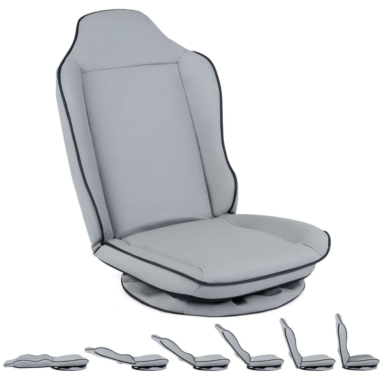 360° Swivel Floor Gaming Chair with 5-Level Adjustable Backrest, Gray
