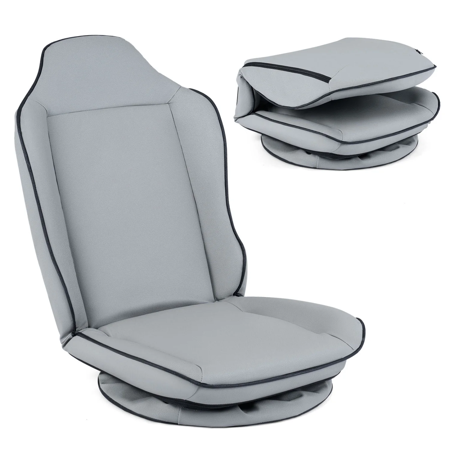 360° Swivel Floor Gaming Chair with 5-Level Adjustable Backrest, Gray - Image 4