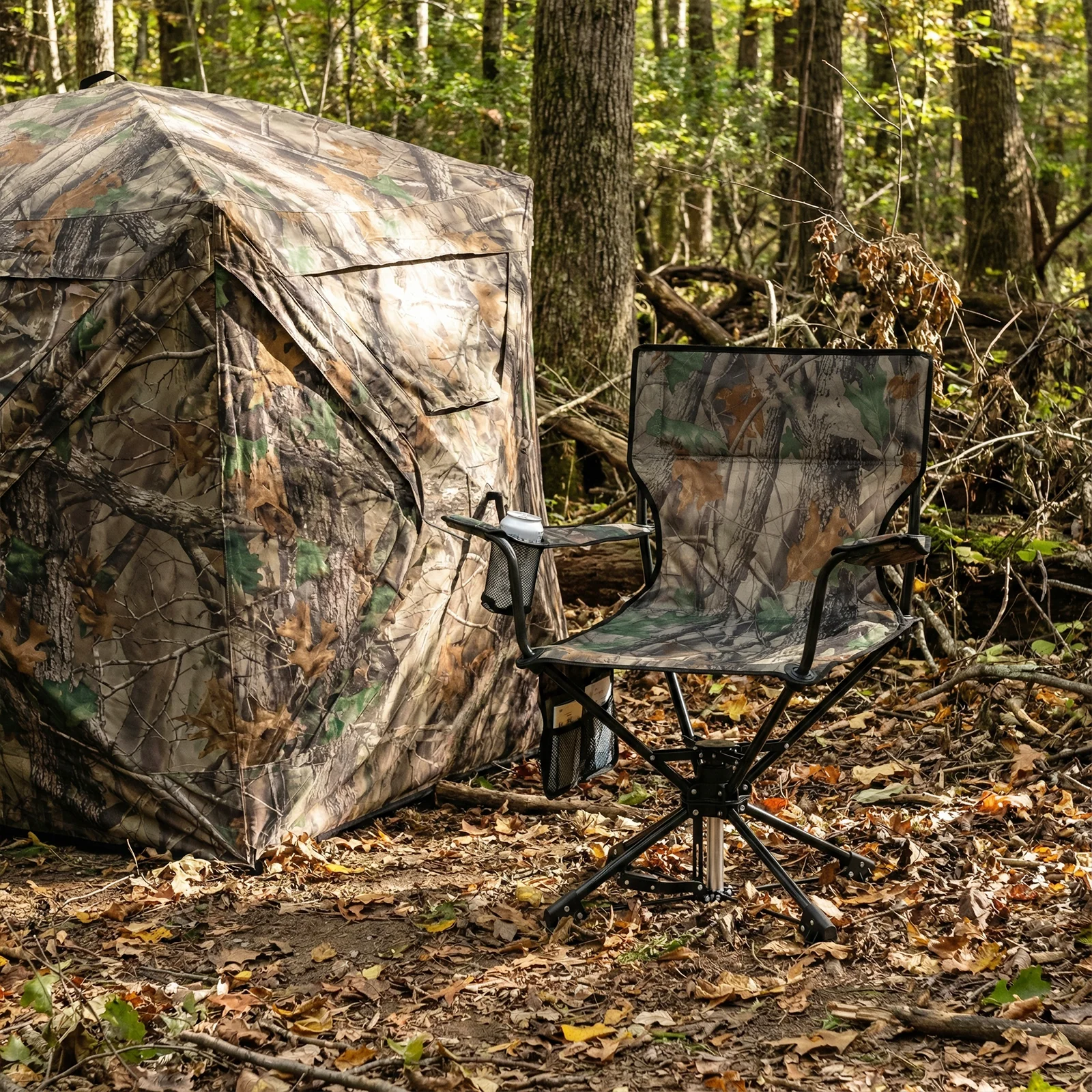 360° Swivel Hunting Chair, Foldable, Green - Image 3
