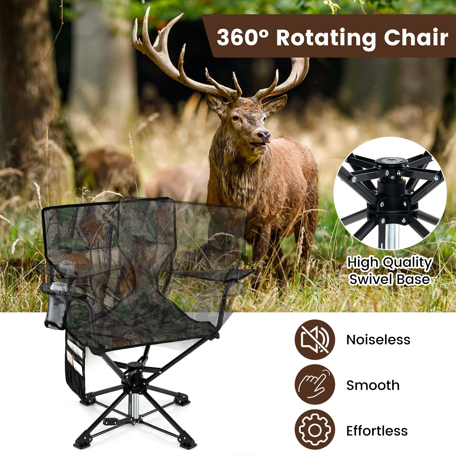 360° Swivel Hunting Chair, Foldable, Green - Image 6