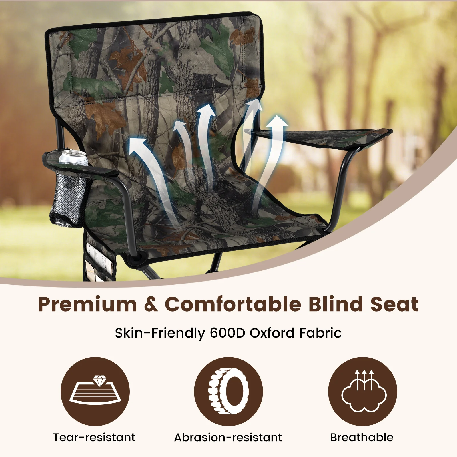 360° Swivel Hunting Chair, Foldable, Green - Image 7