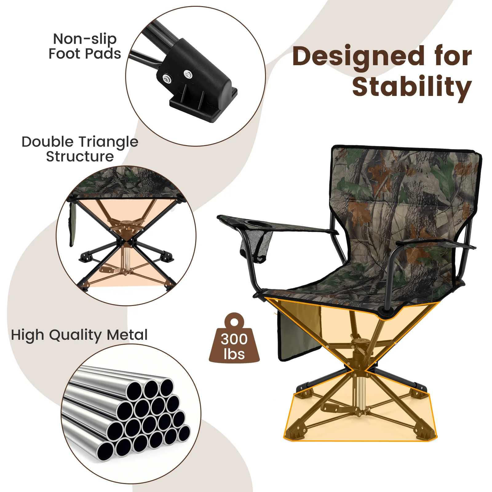 360° Swivel Hunting Chair, Foldable, Green - Image 9