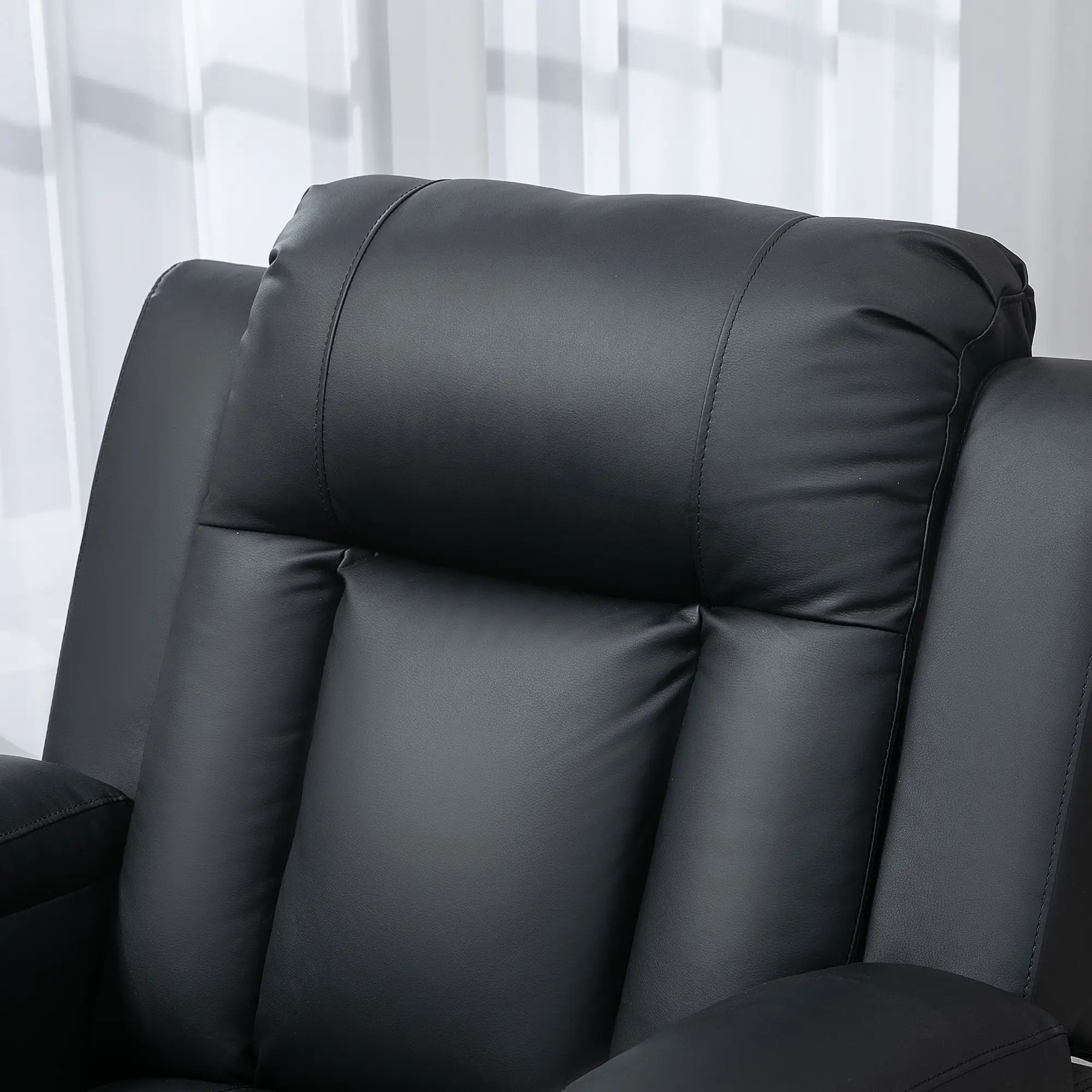 360° Swivel Massage Recliner Chair, 8 Vibration, PU Leather, Black - Image 10