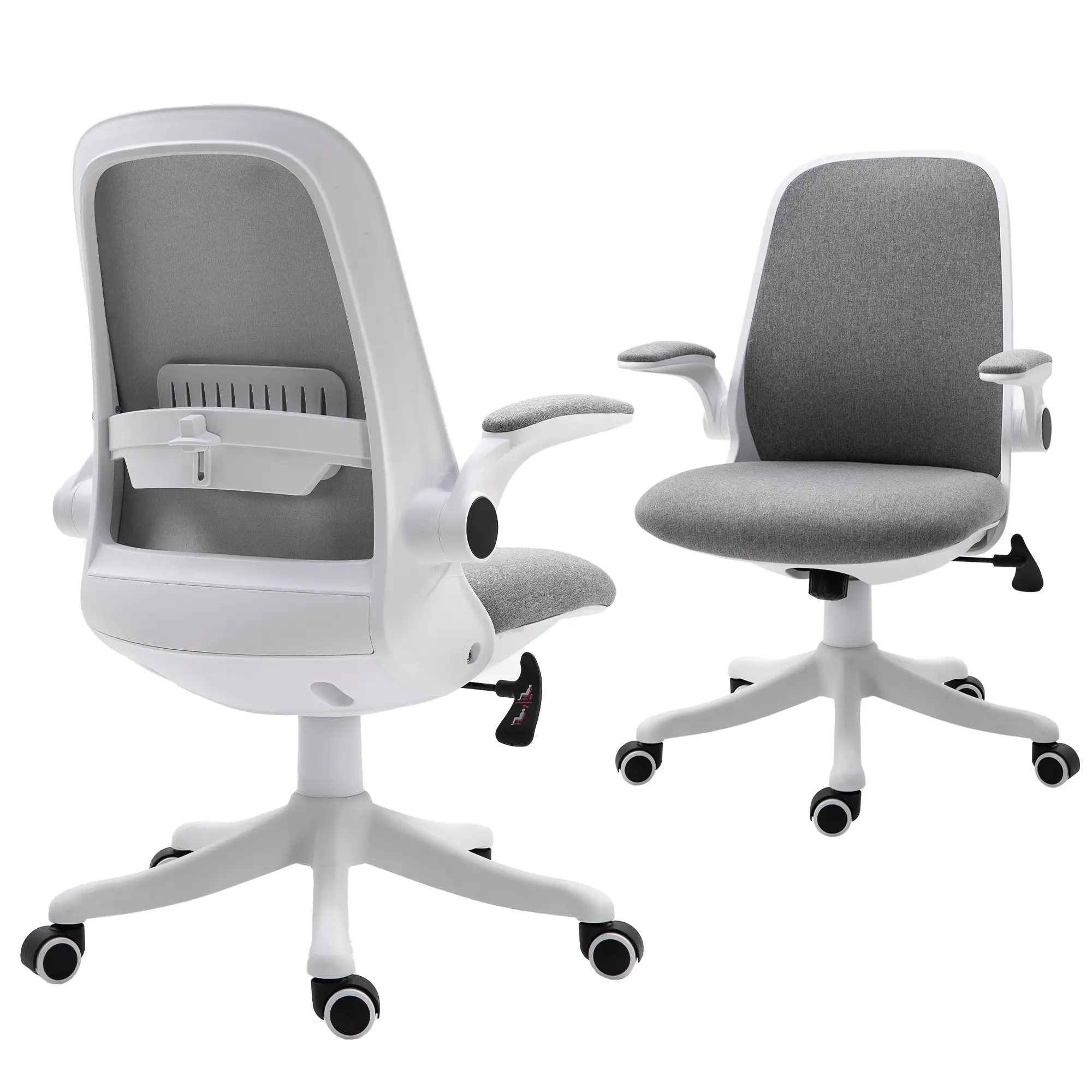 360° Swivel Office Chair, Adjustable Height, Flip-Up Arms, Grey - Image 14