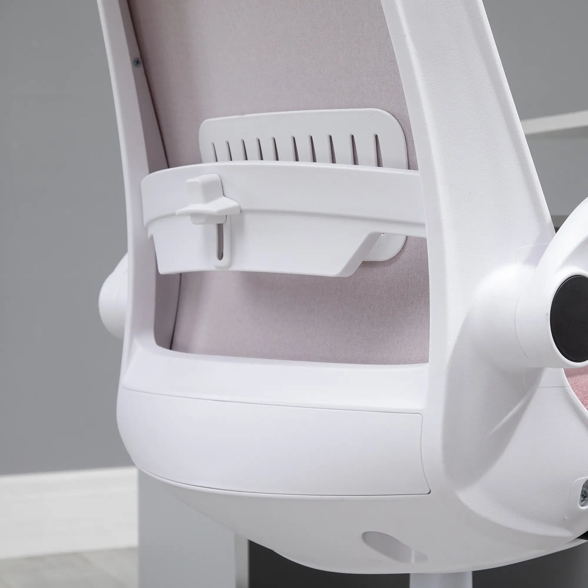 360° Swivel Office Chair, Breathable Fabric, Flip-Up Arms, Adjustable Height, Pink - Image 10